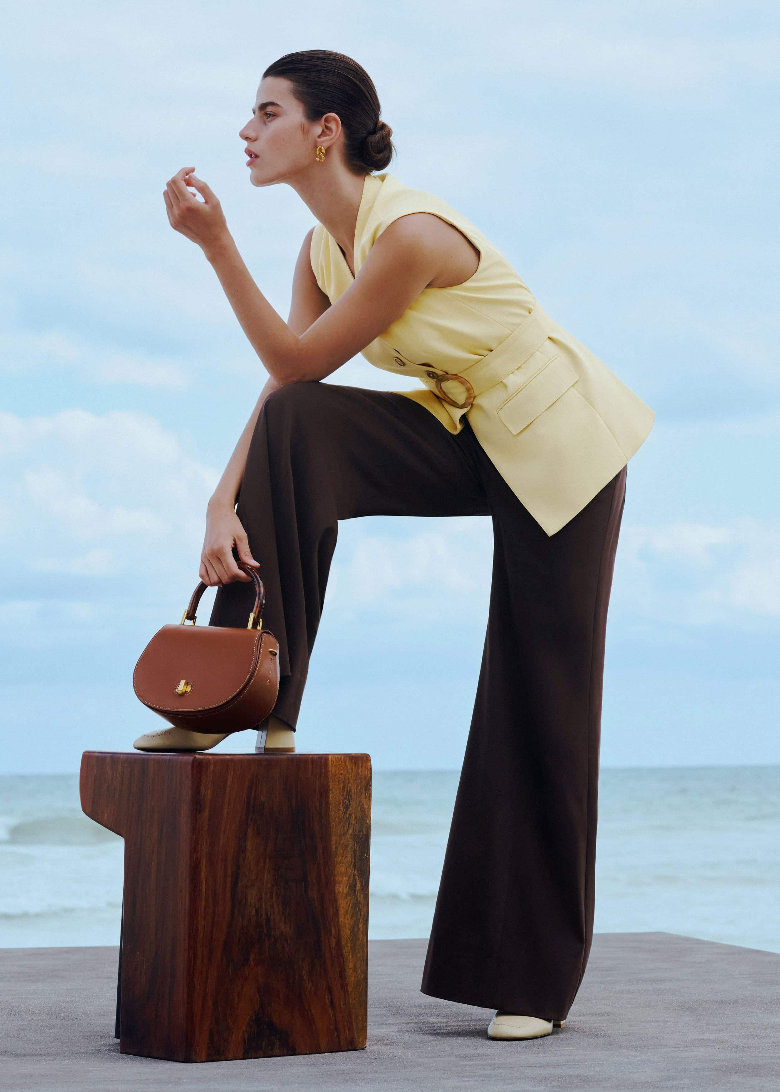 Brown High Waist Wide-Leg Pant meandem