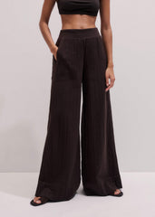 Brown Cheesecloth Wide-Leg Pant meandem