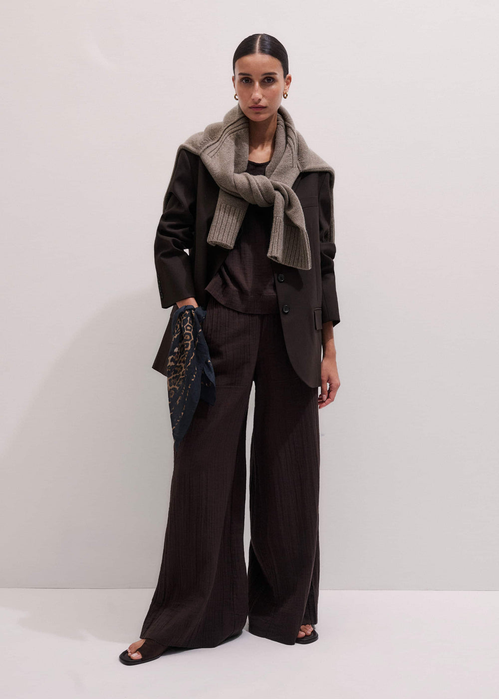 Brown Cheesecloth Wide-Leg Pant meandem