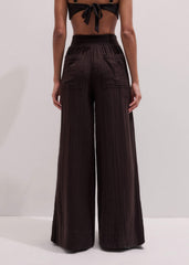Brown Cheesecloth Wide-Leg Pant meandem