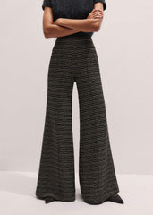 Black Stripe Tweed Wide-Leg Pant meandem
