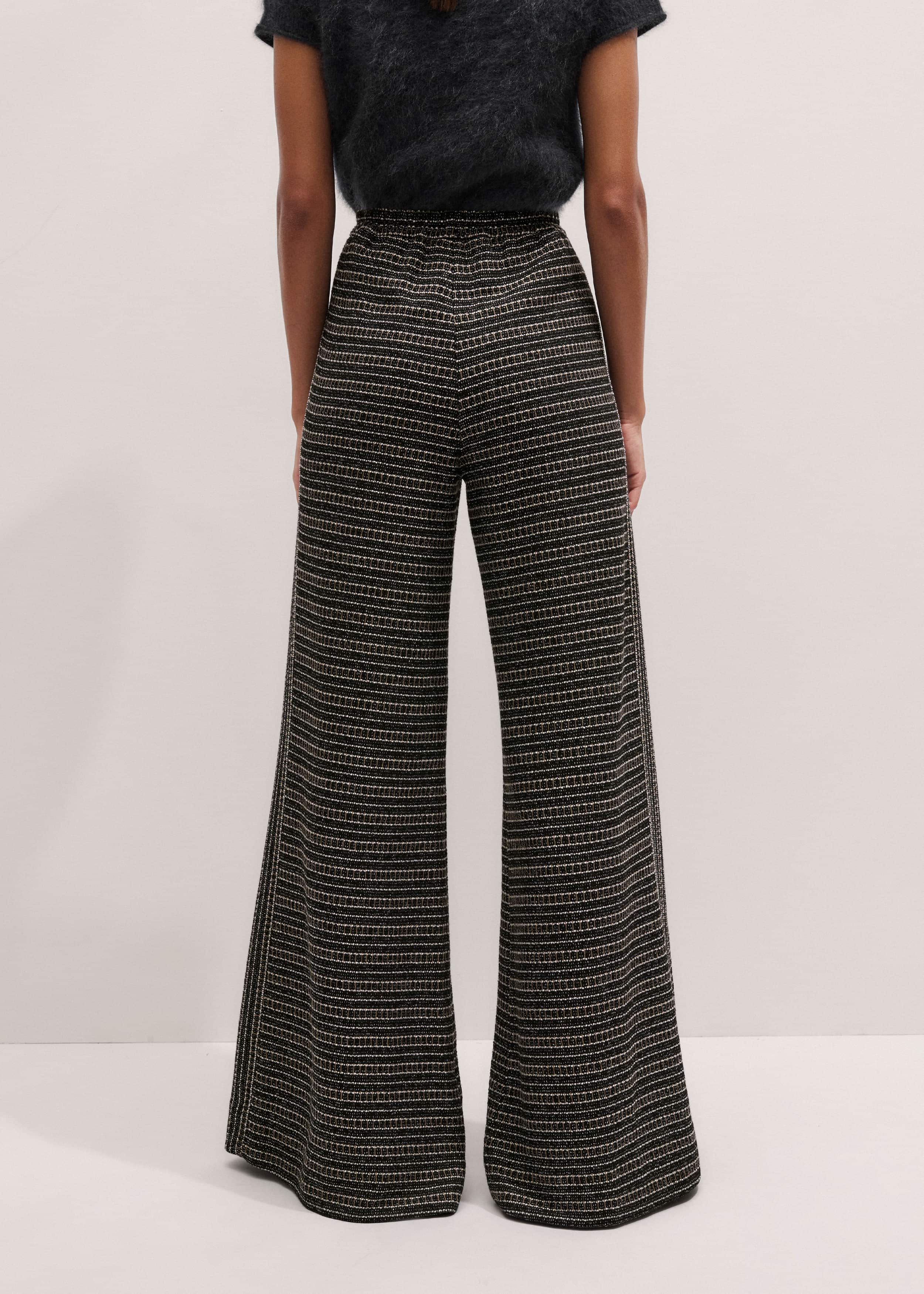 Black Stripe Tweed Wide-Leg Pant meandem