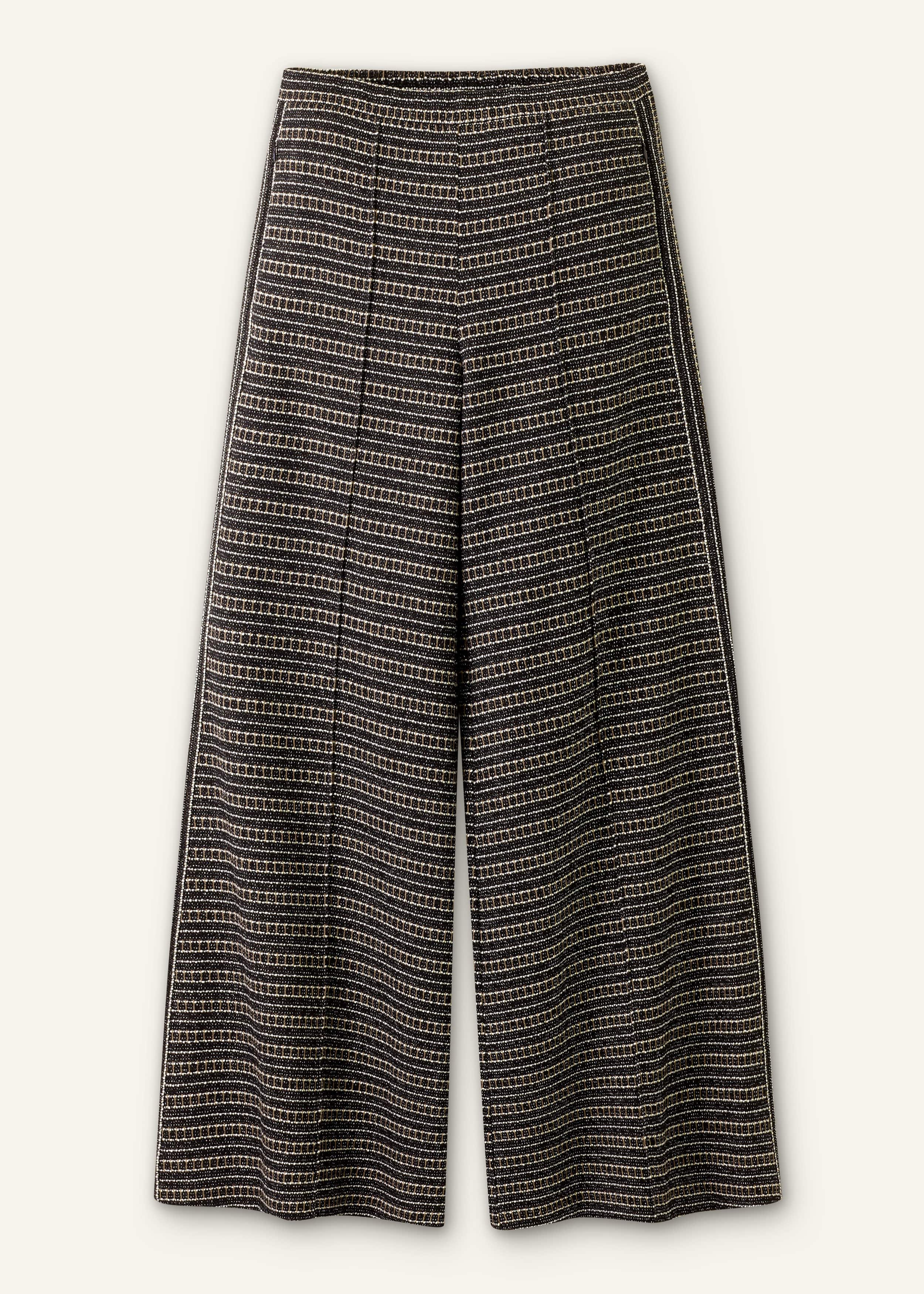 Black Stripe Tweed Wide-Leg Pant meandem