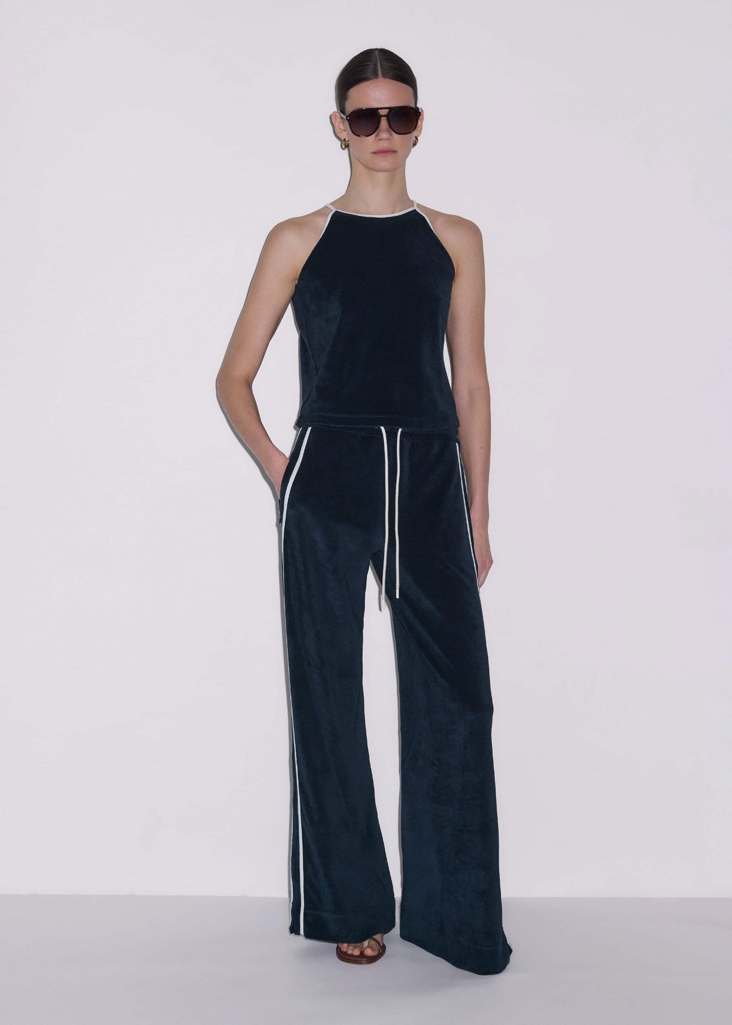 Navy Rib Trim Track Pant meandem