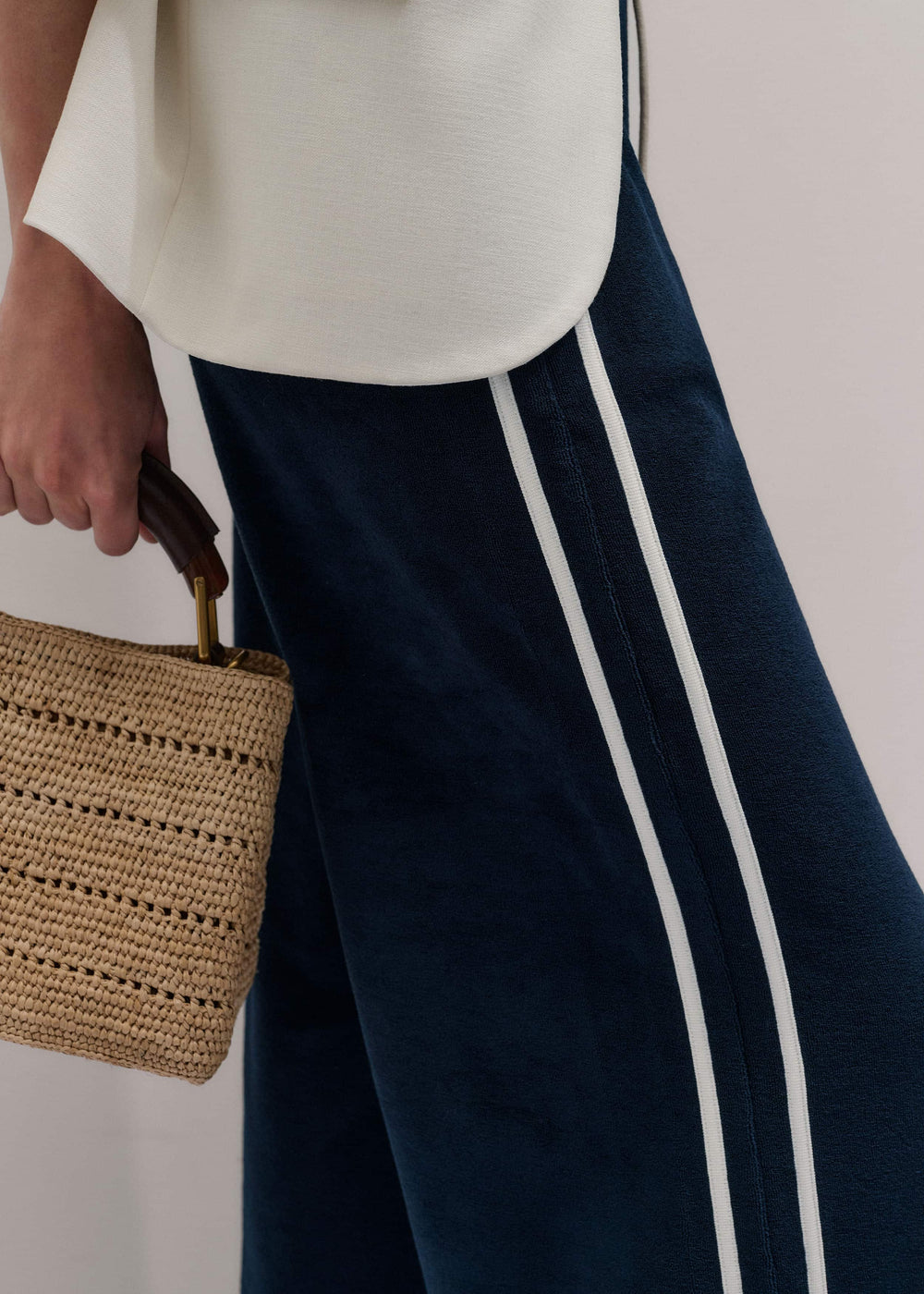Navy Rib Trim Track Pant meandem