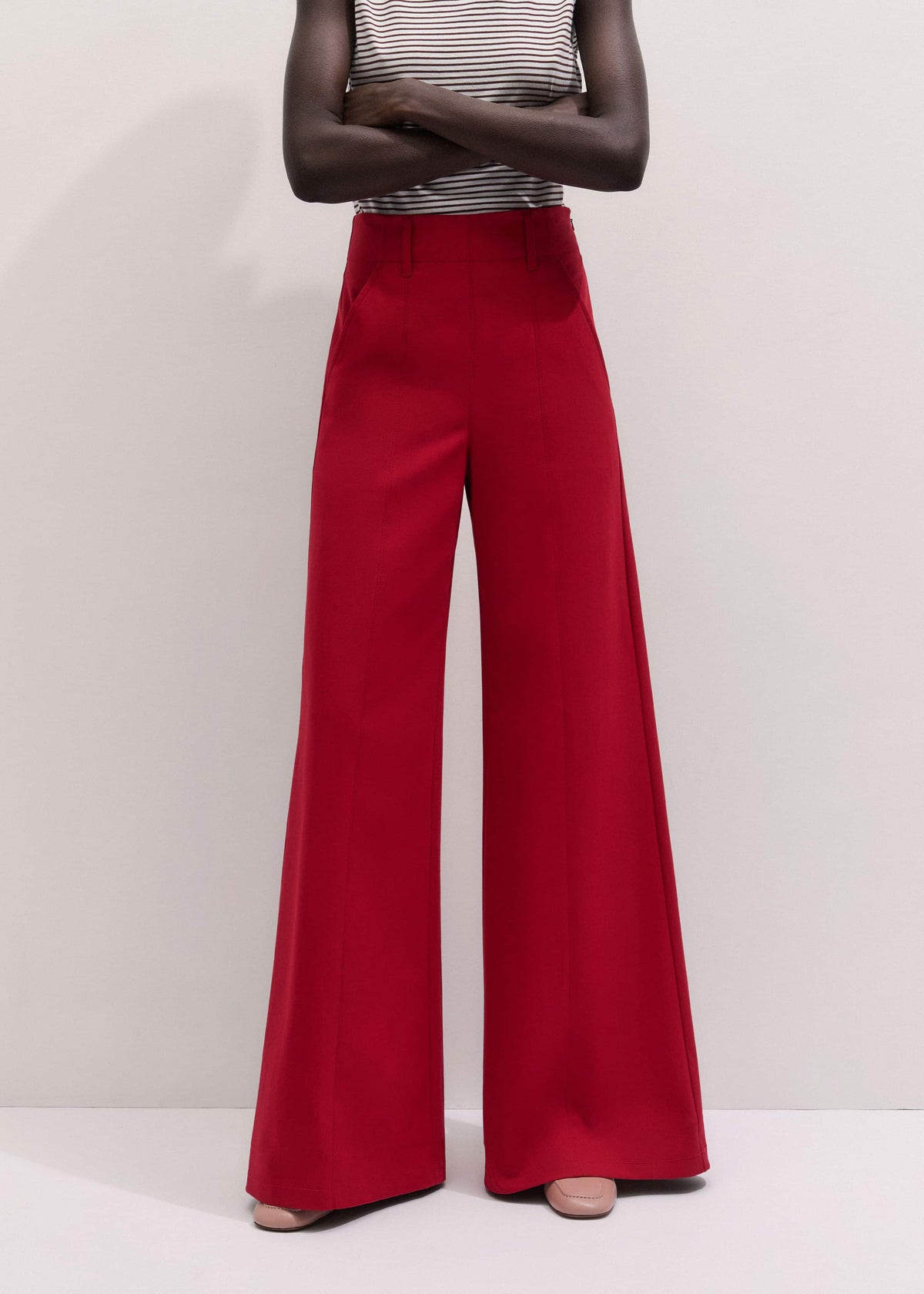 Red High Waist Wide-Leg Pant meandem