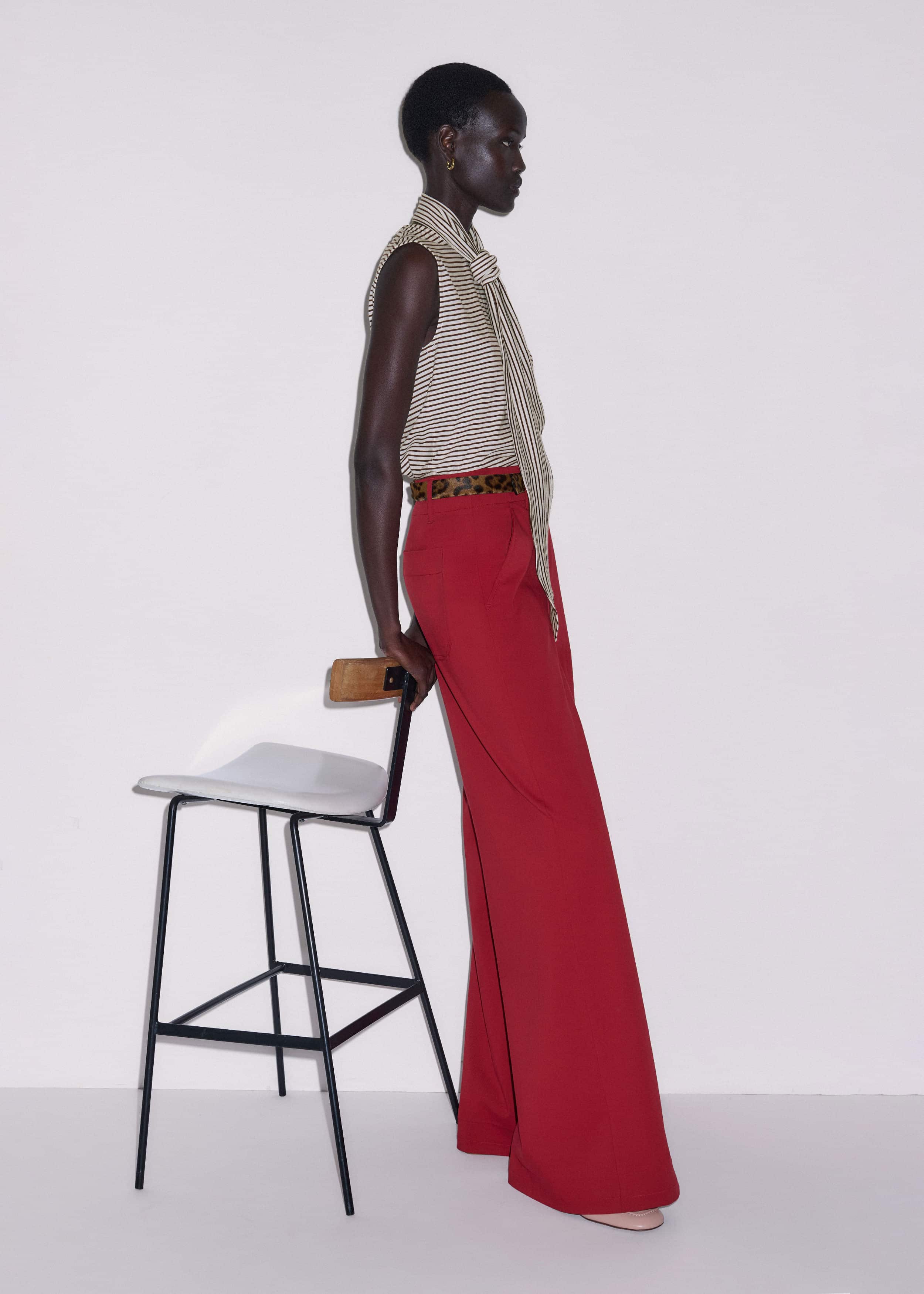 Red High Waist Wide-Leg Pant meandem