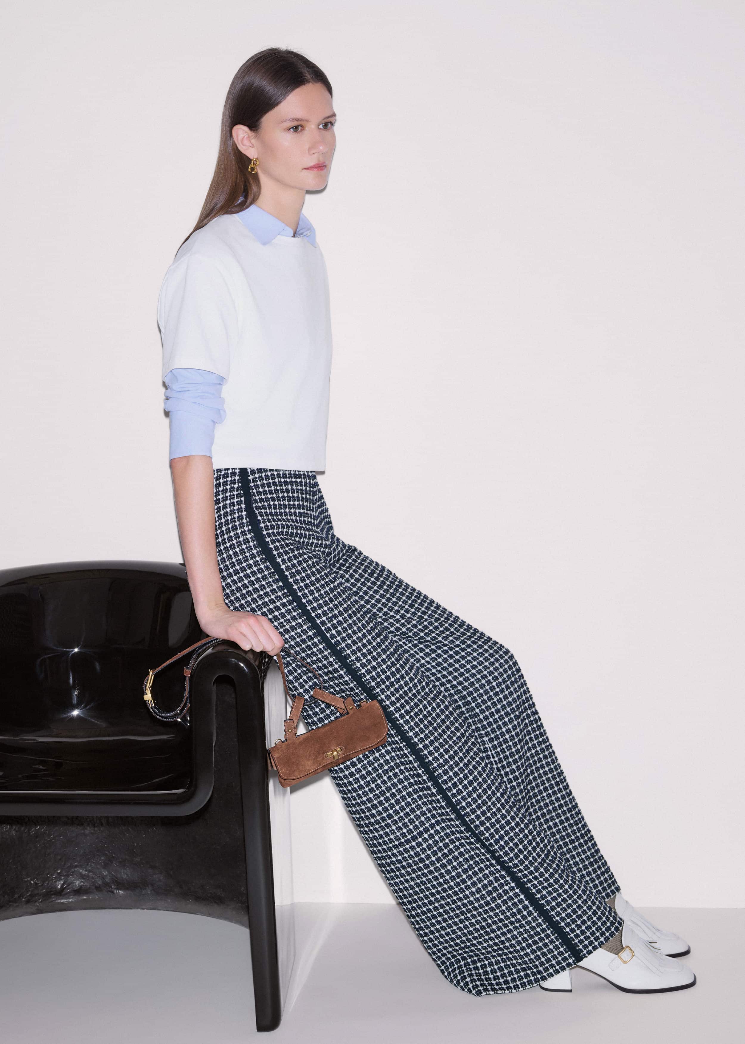 Navy Textured Wide-Leg Pant meandem