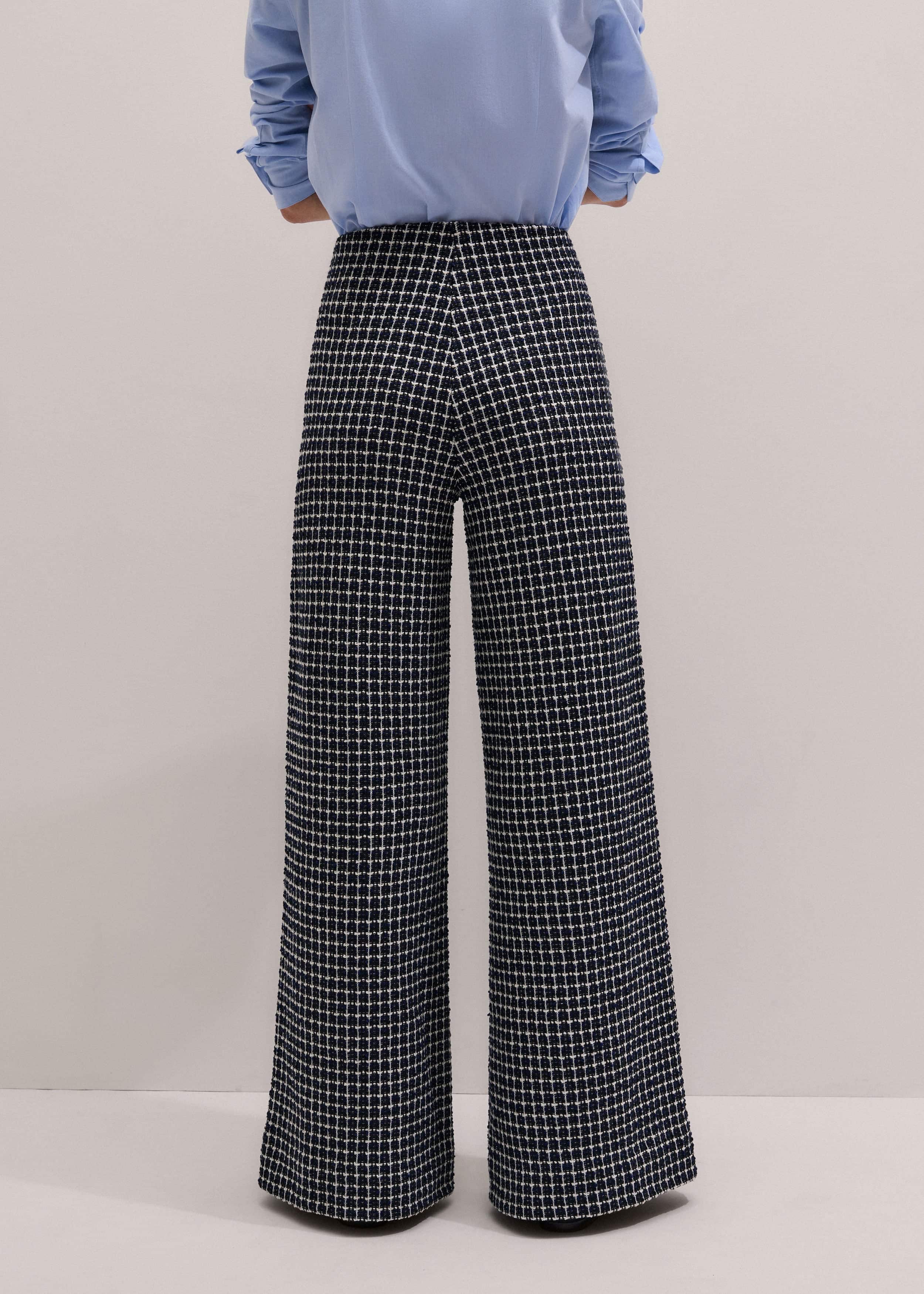 Navy Textured Wide-Leg Pant meandem
