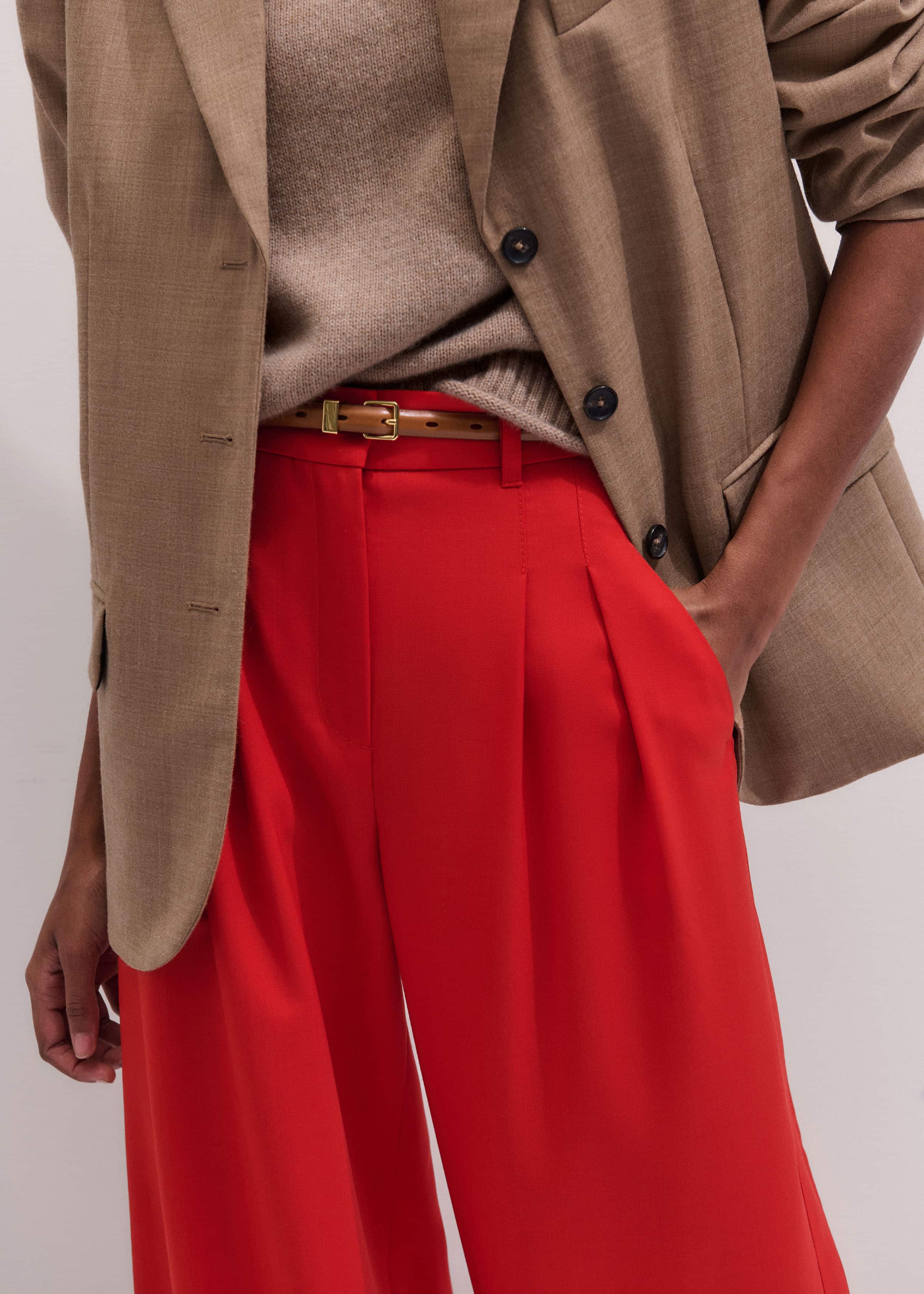 Red Perfect Wide Pleat Front Pant meandem