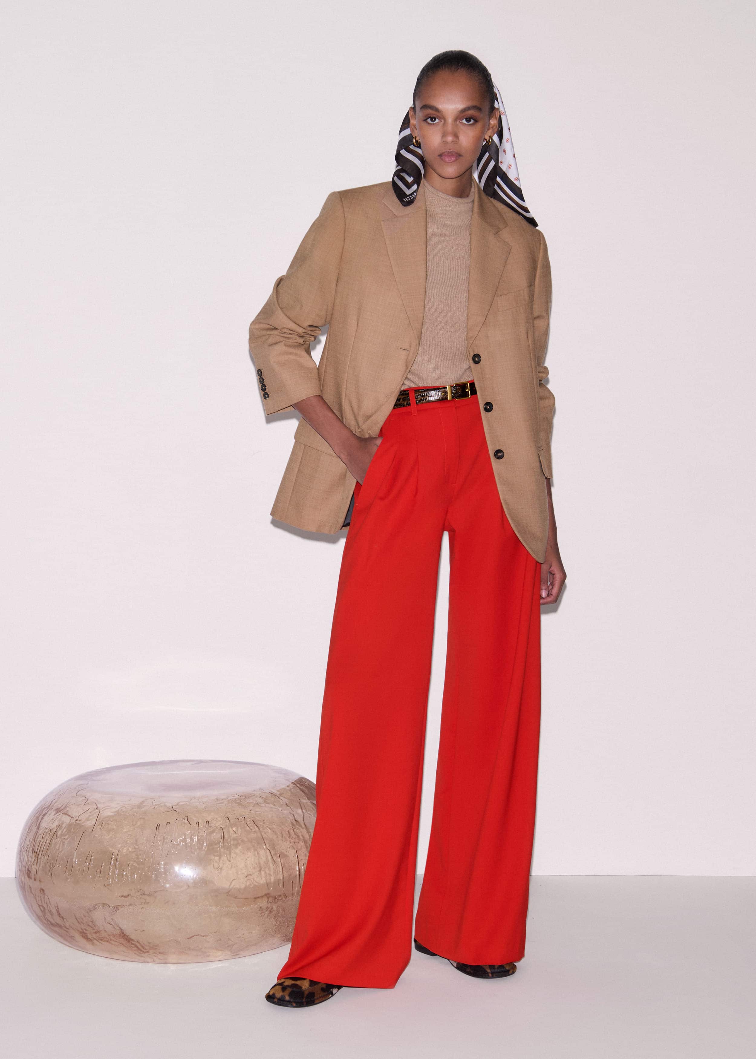 Red Perfect Wide Pleat Front Pant meandem