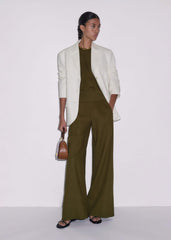 Olive Green Shirred Wide Pant meandem