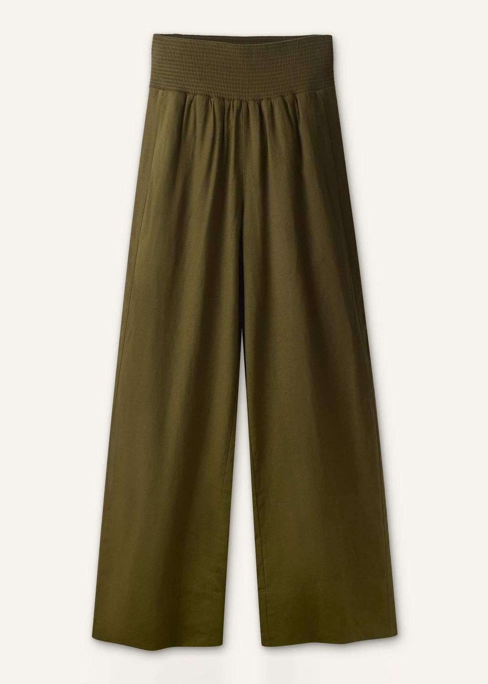 Olive Green Shirred Wide Pant meandem
