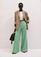 Green Textured Wide-Leg Pant meandem