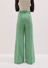 Green Textured Wide-Leg Pant meandem