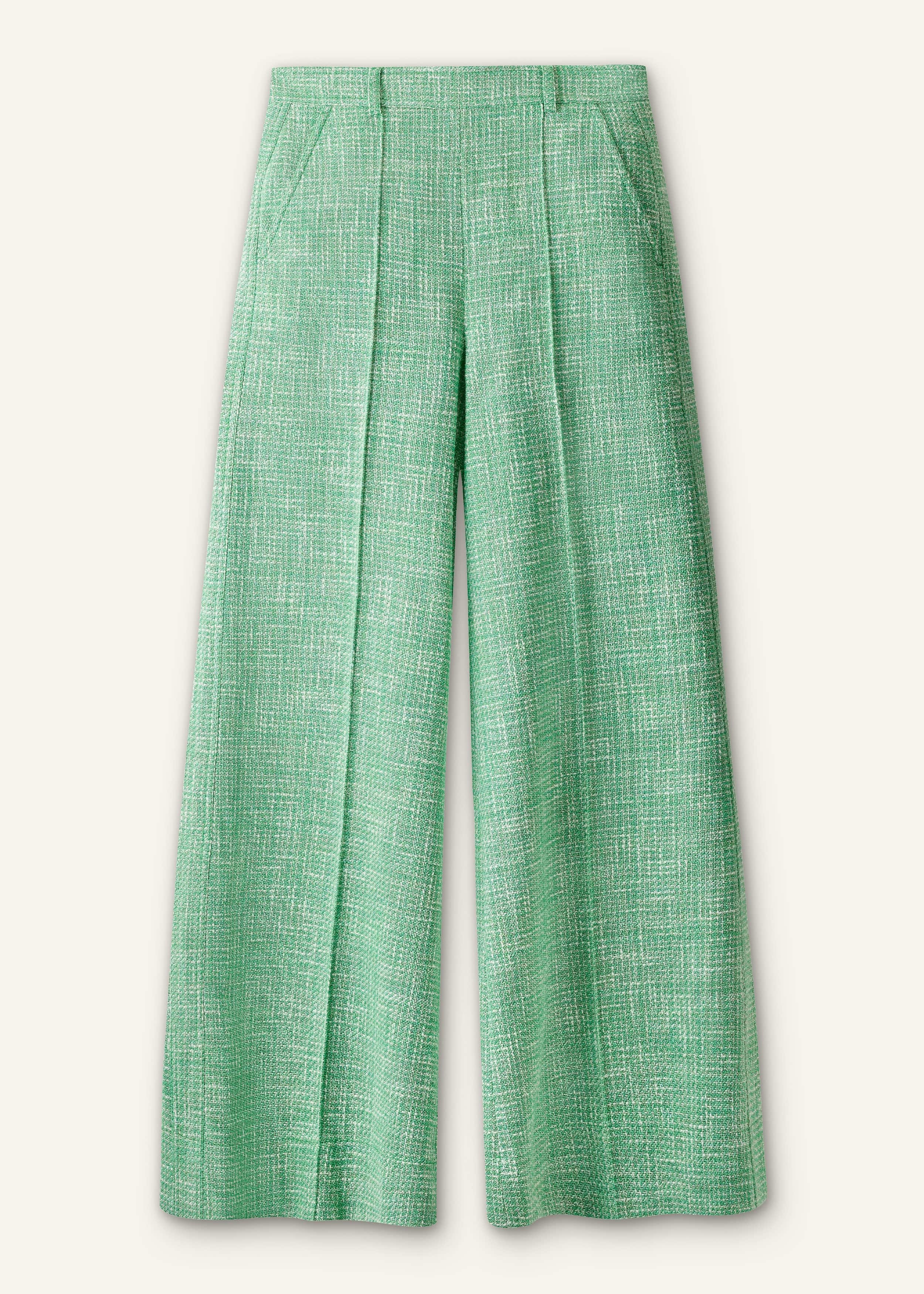 Green Textured Wide-Leg Pant meandem