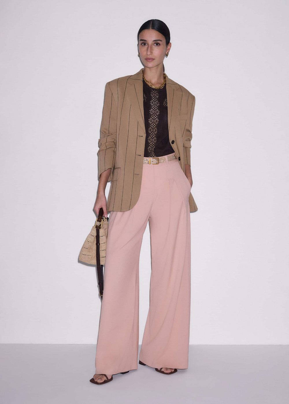Pink Pleat Wide-Leg Pant meandem