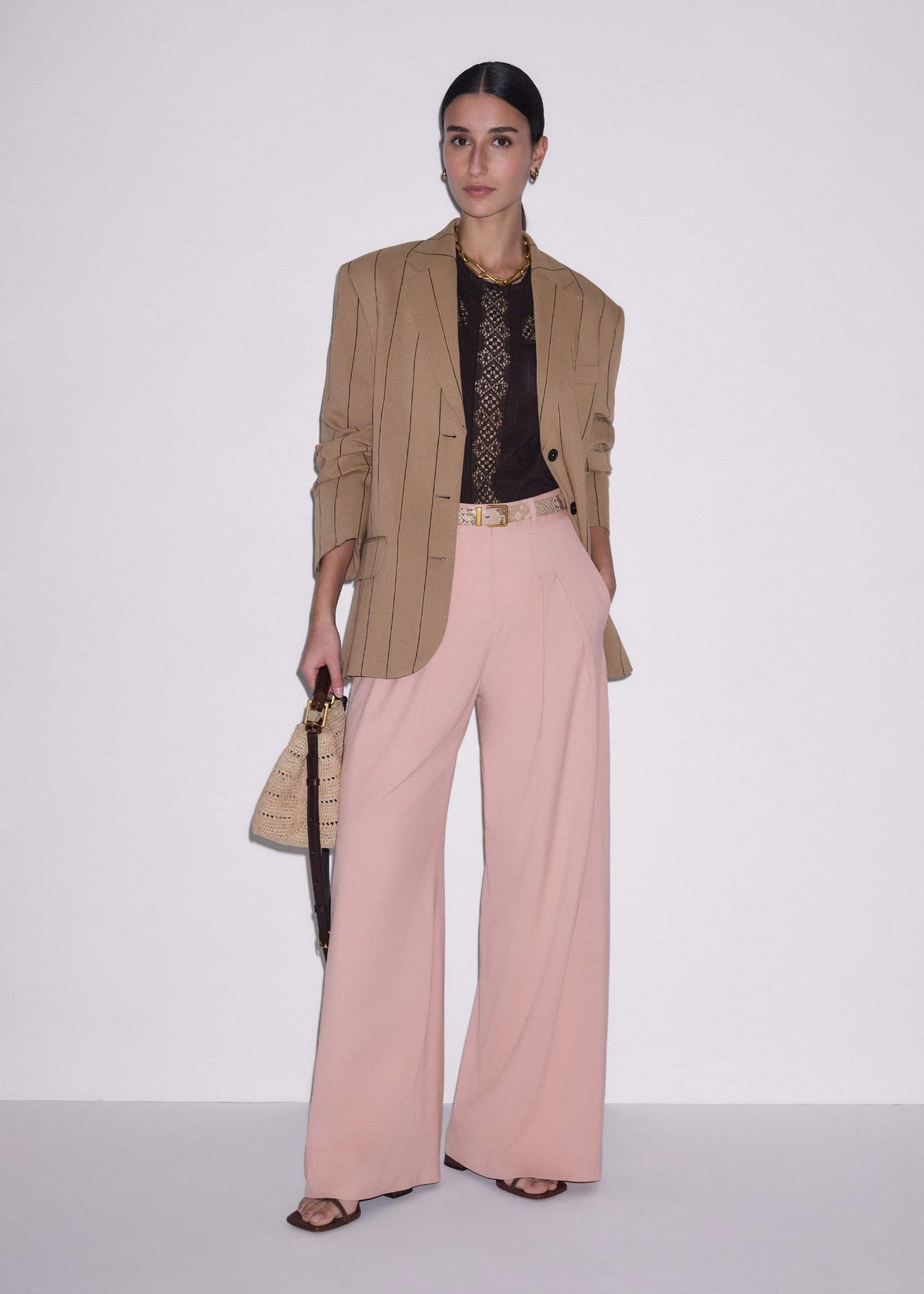 Pink Pleat Wide-Leg Pant meandem
