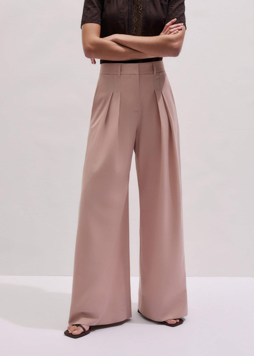 Pink Pleat Wide-Leg Pant meandem