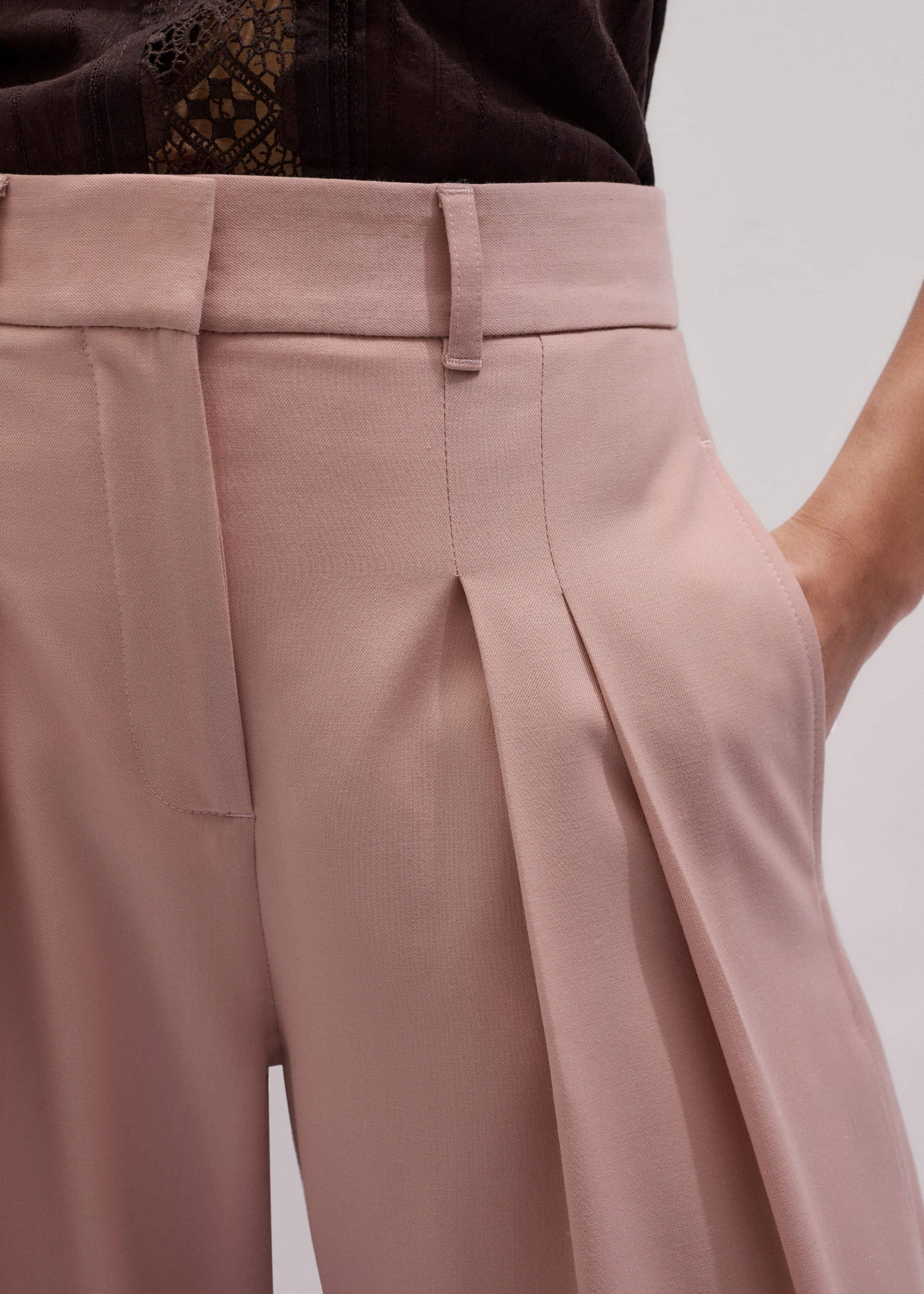 Pink Pleat Wide-Leg Pant meandem