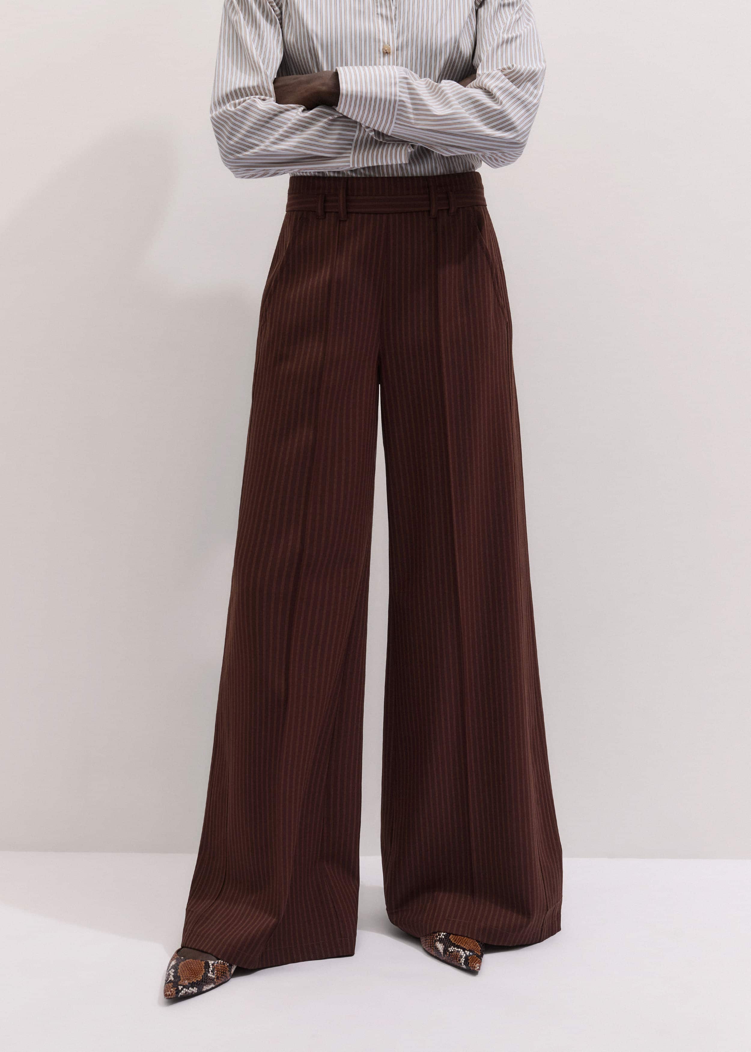 Cinnamon Pinstripe Wide-Leg Pant meandem