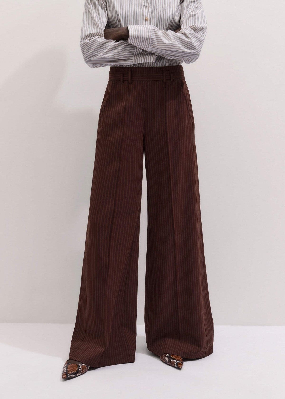 Cinnamon Pinstripe Wide-Leg Pant meandem