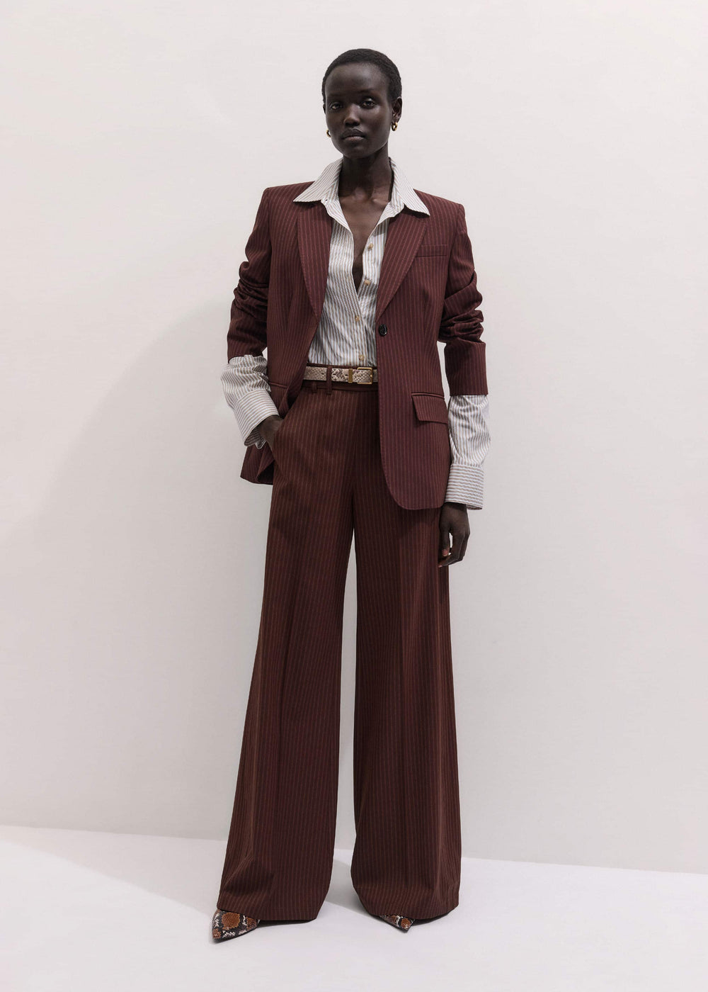 Cinnamon Pinstripe Wide-Leg Pant meandem