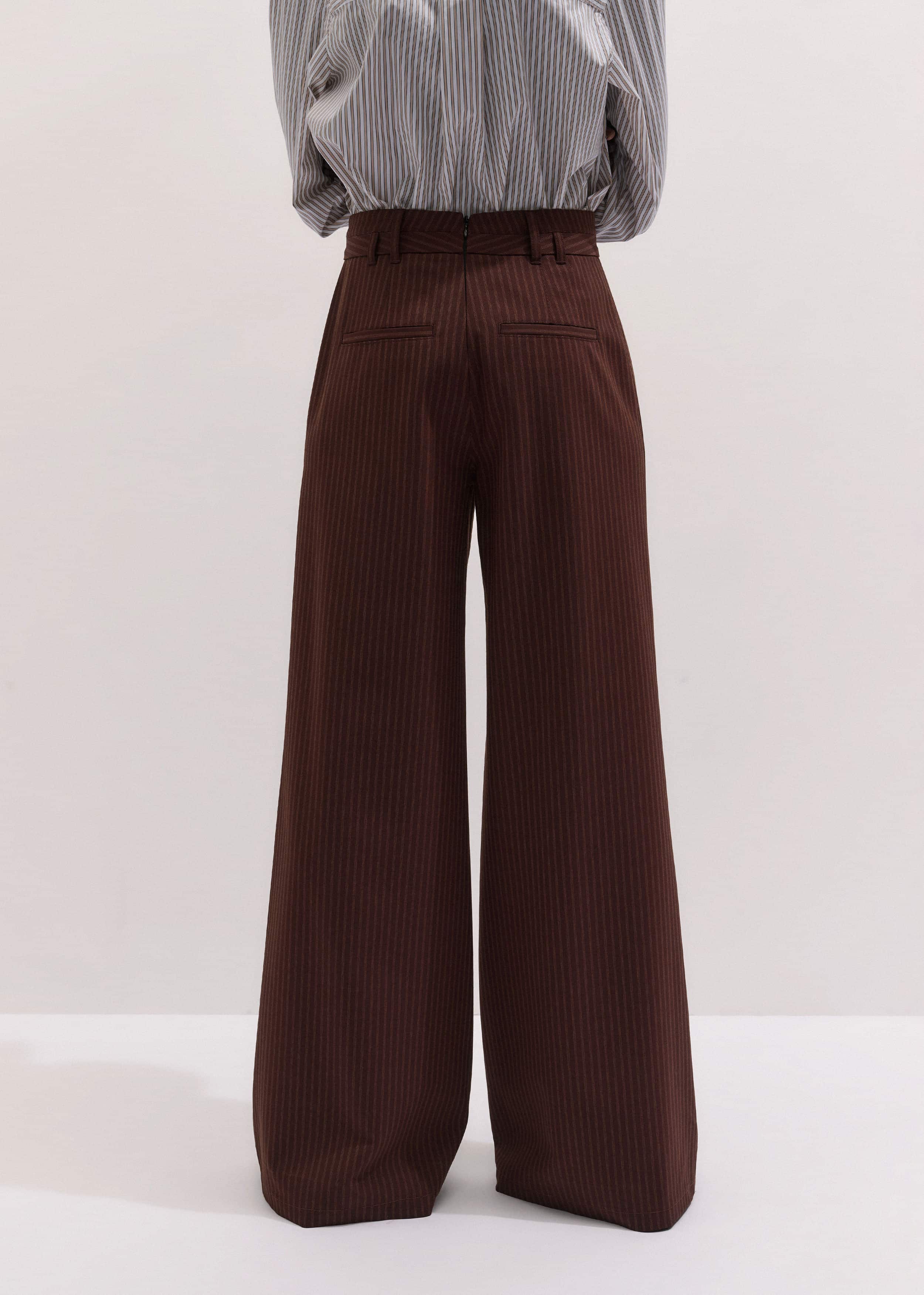 Cinnamon Pinstripe Wide-Leg Pant meandem
