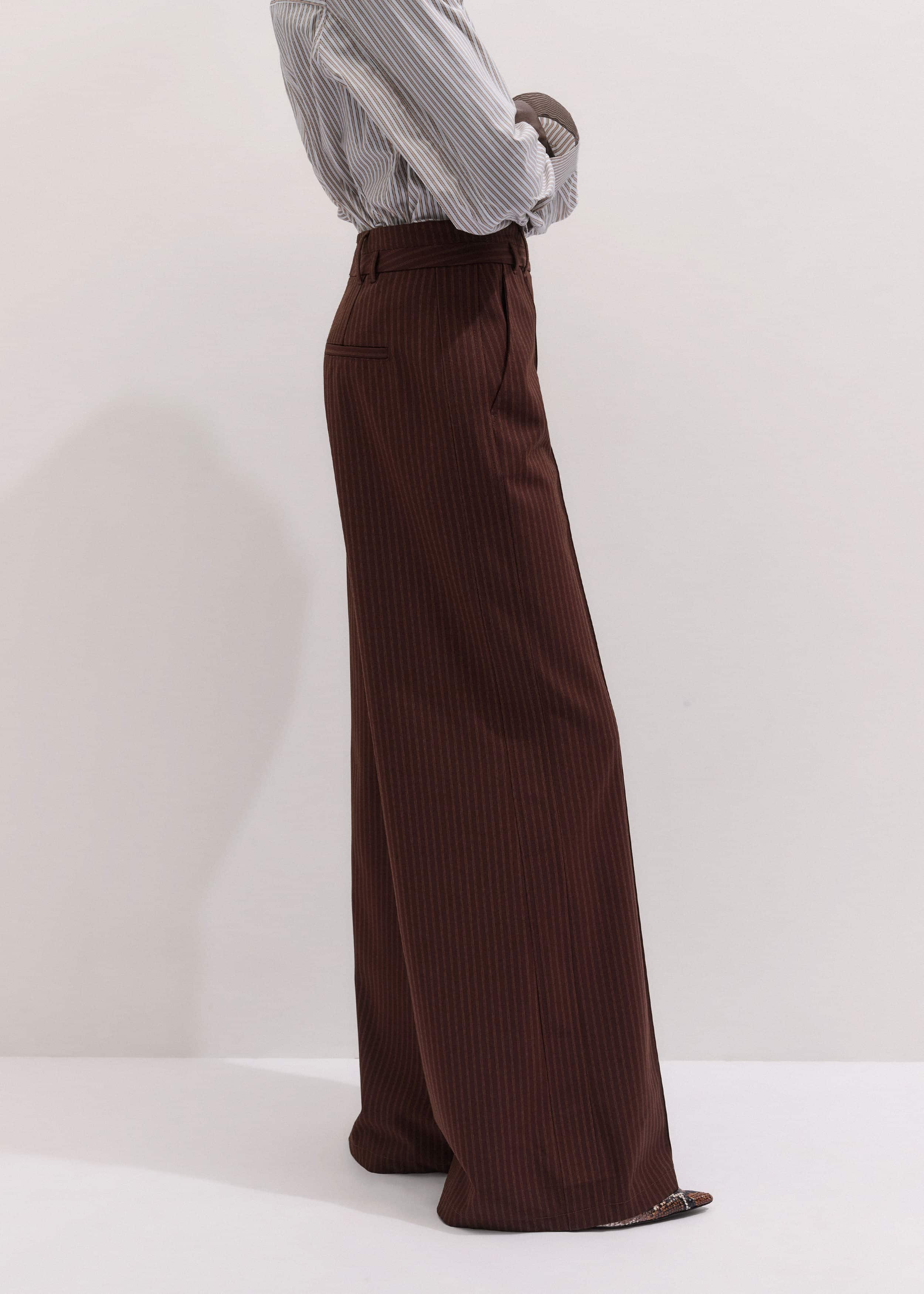 Cinnamon Pinstripe Wide-Leg Pant meandem