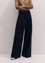 Navy Contrast Side Panel Wide-Leg Pant meandem