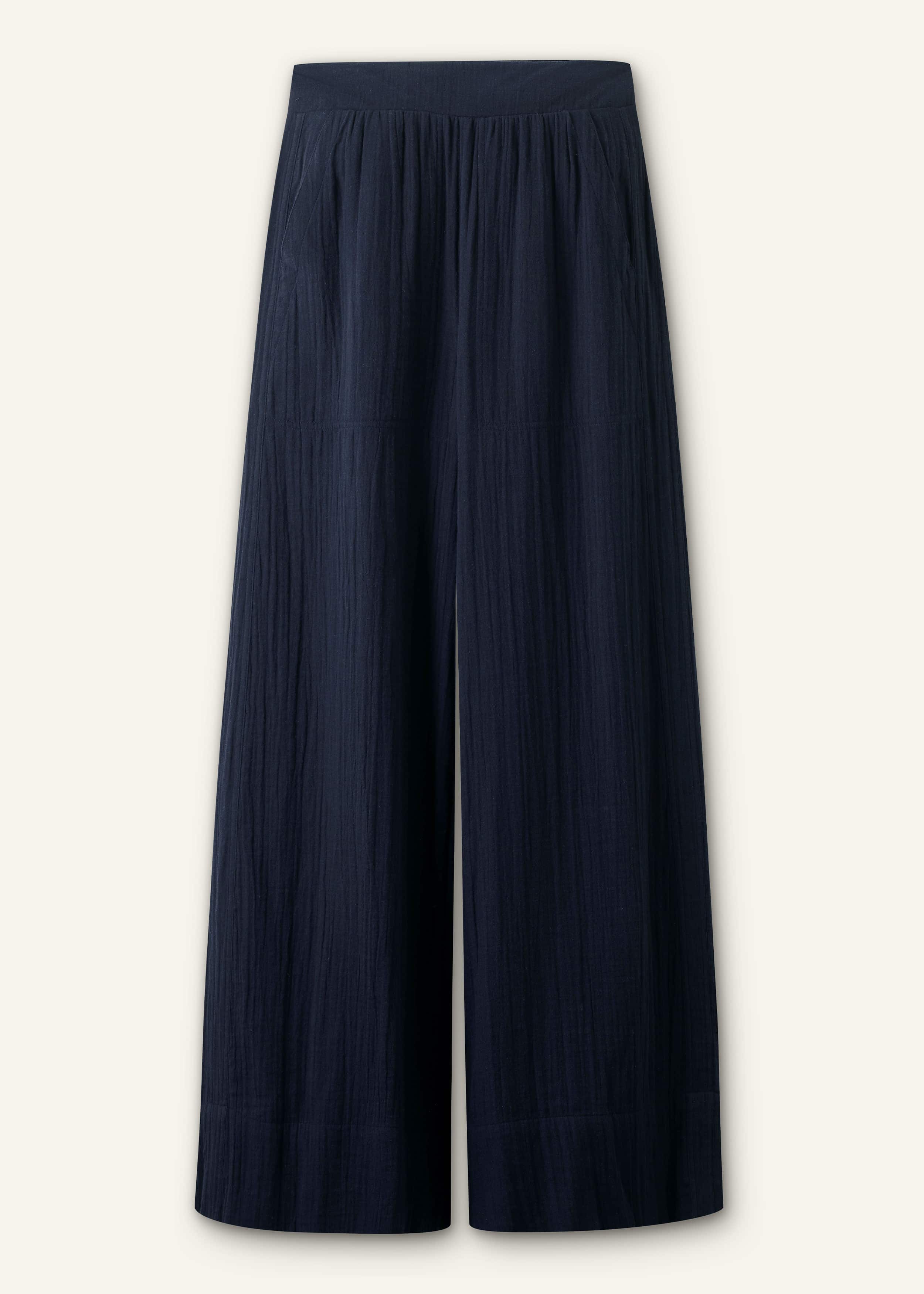 Navy Cheesecloth Wide-Leg Pant meandem