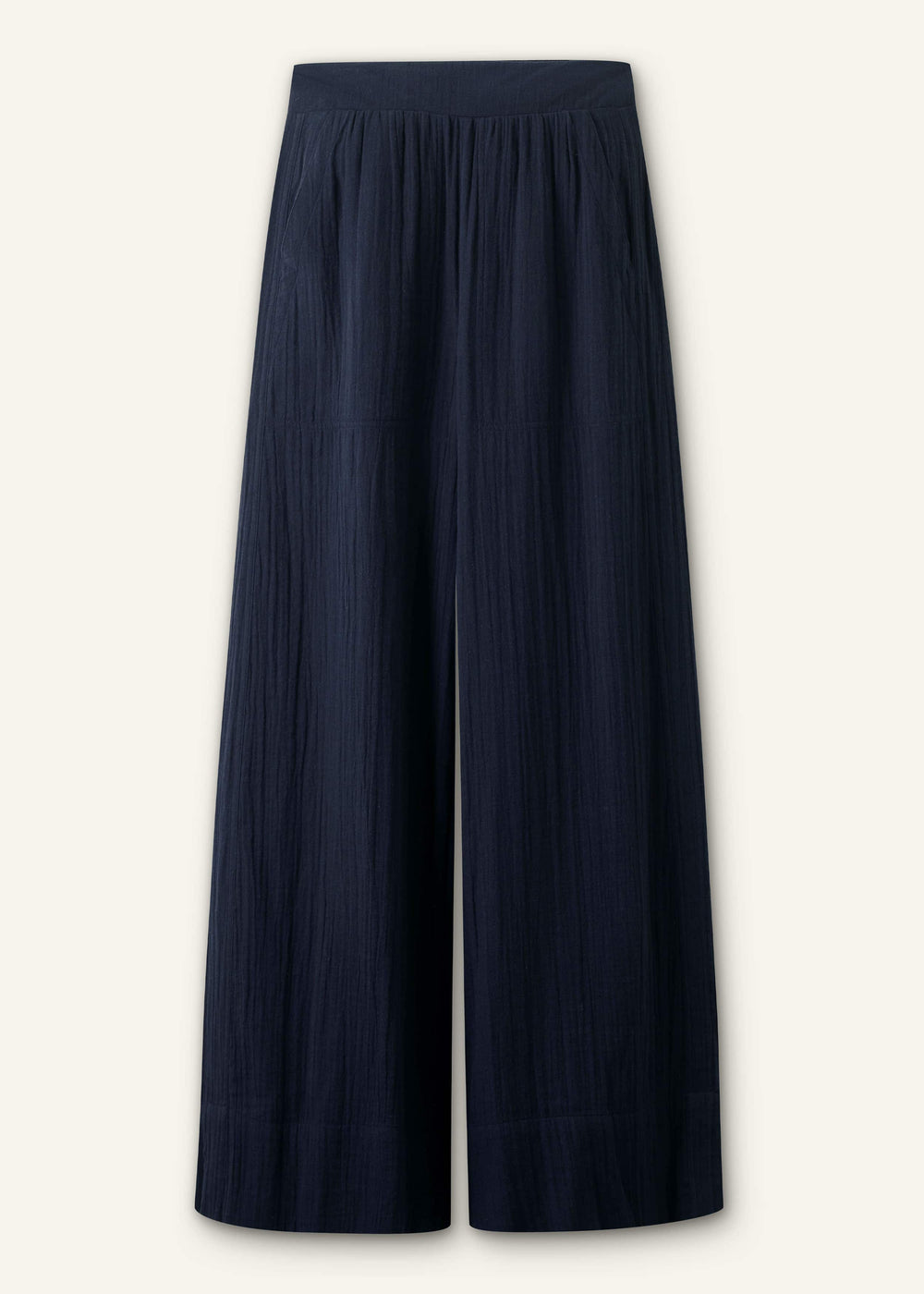 Navy Cheesecloth Wide-Leg Pant meandem