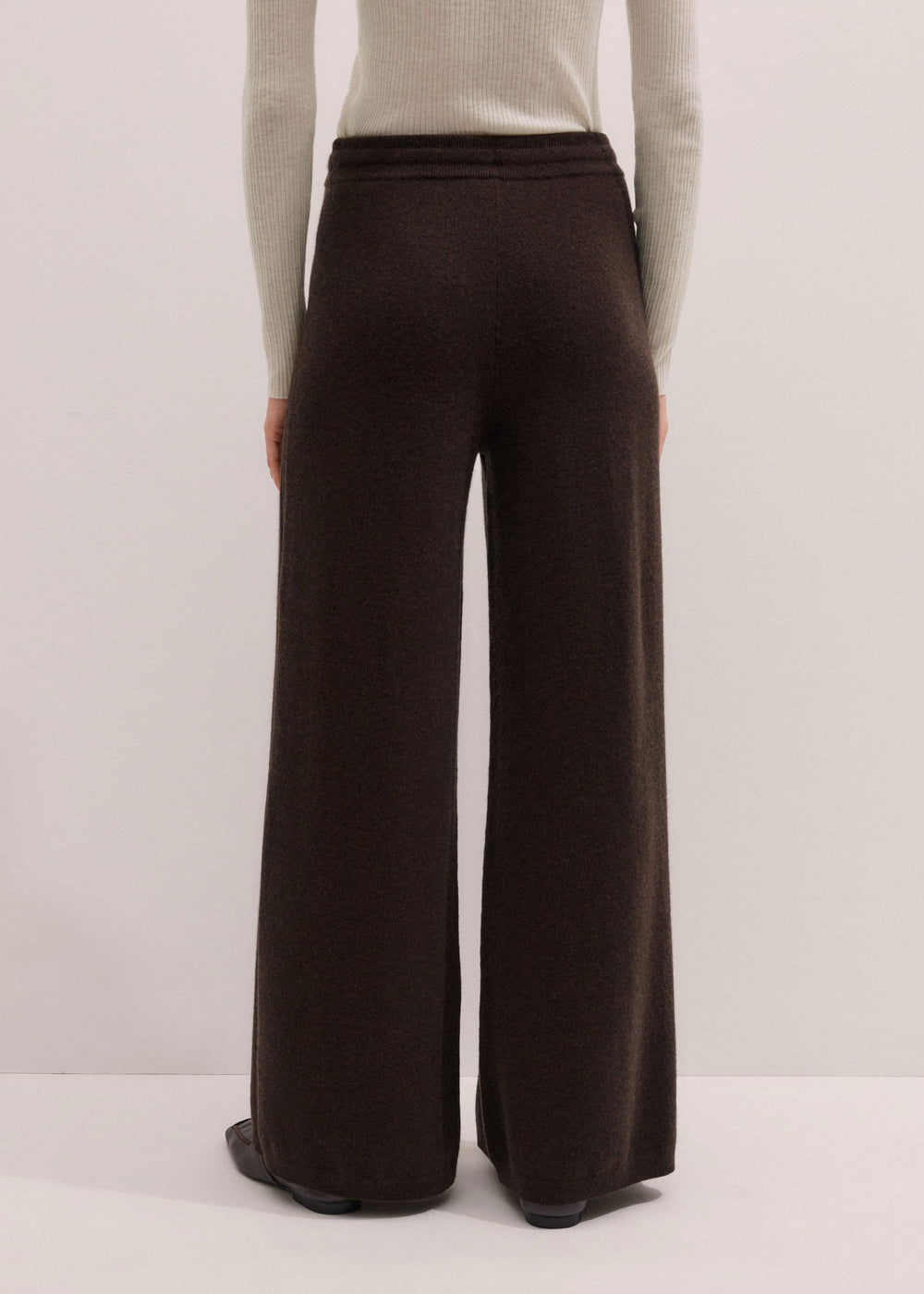 Brown Cashmere Wide-Leg Knit Pant meandem