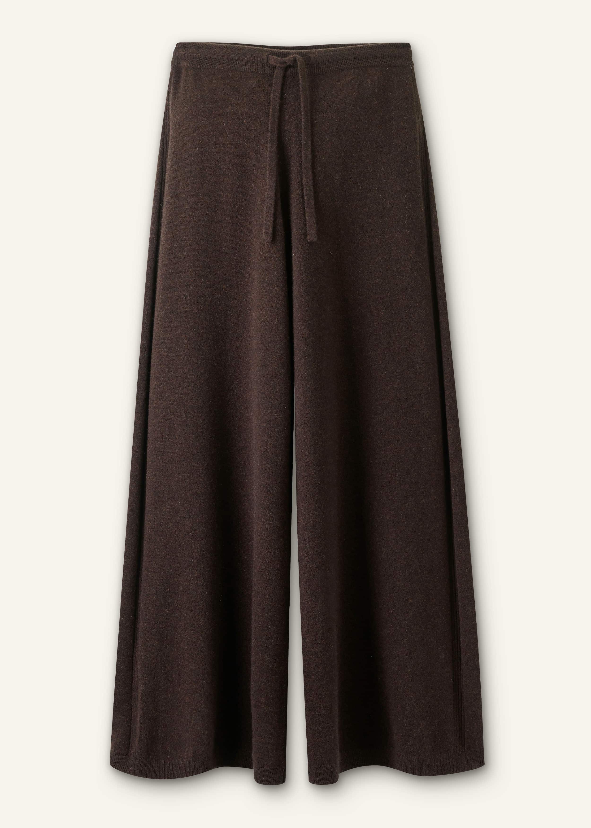 Brown Cashmere Wide-Leg Knit Pant meandem