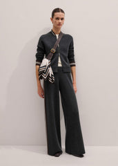 Gray Side Stripe Milano Knit Wide Leg Pant meandem