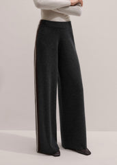 Gray Side Stripe Milano Knit Wide Leg Pant meandem