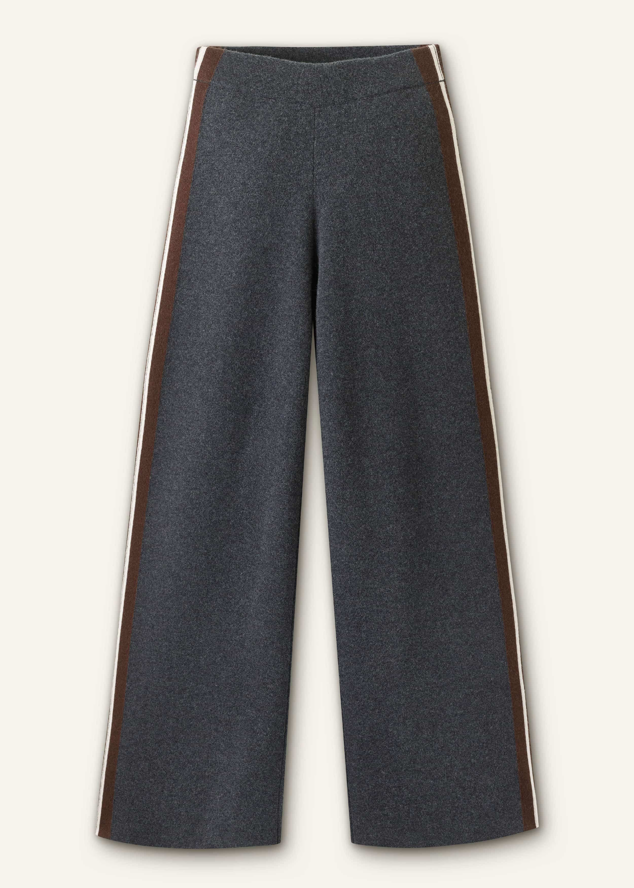 Gray Side Stripe Milano Knit Wide Leg Pant meandem