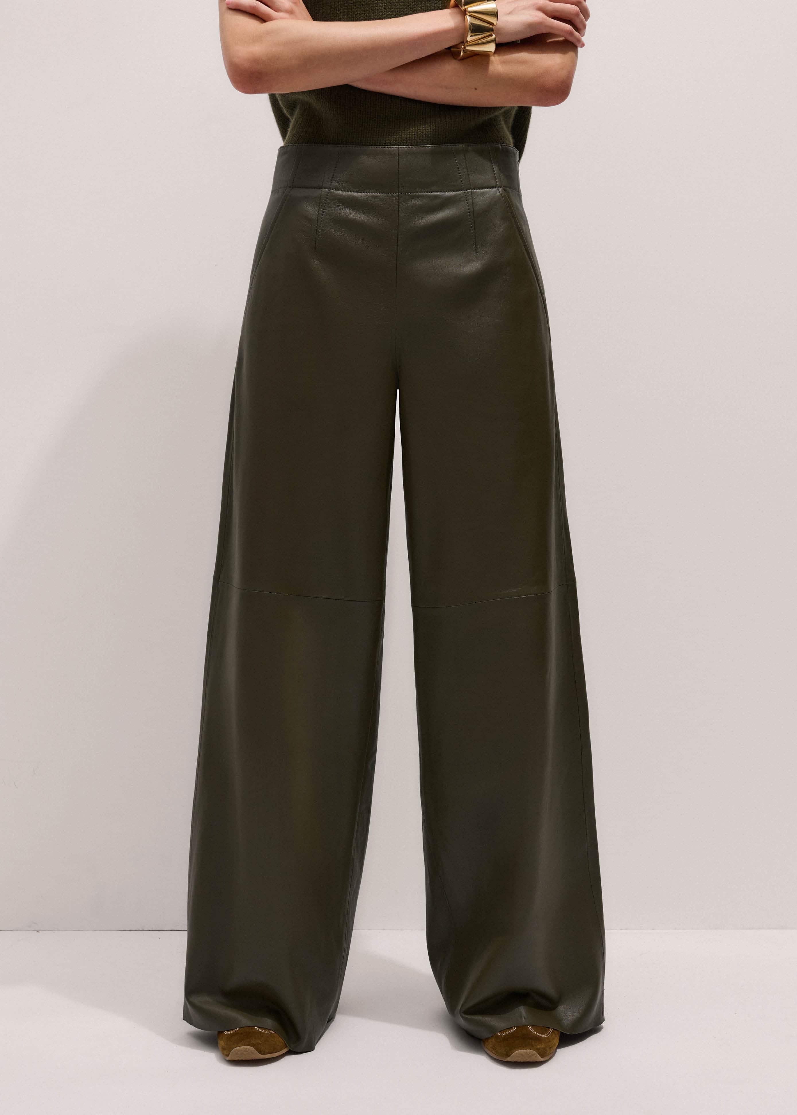 Olive Green Wide-Leg Pant meandem