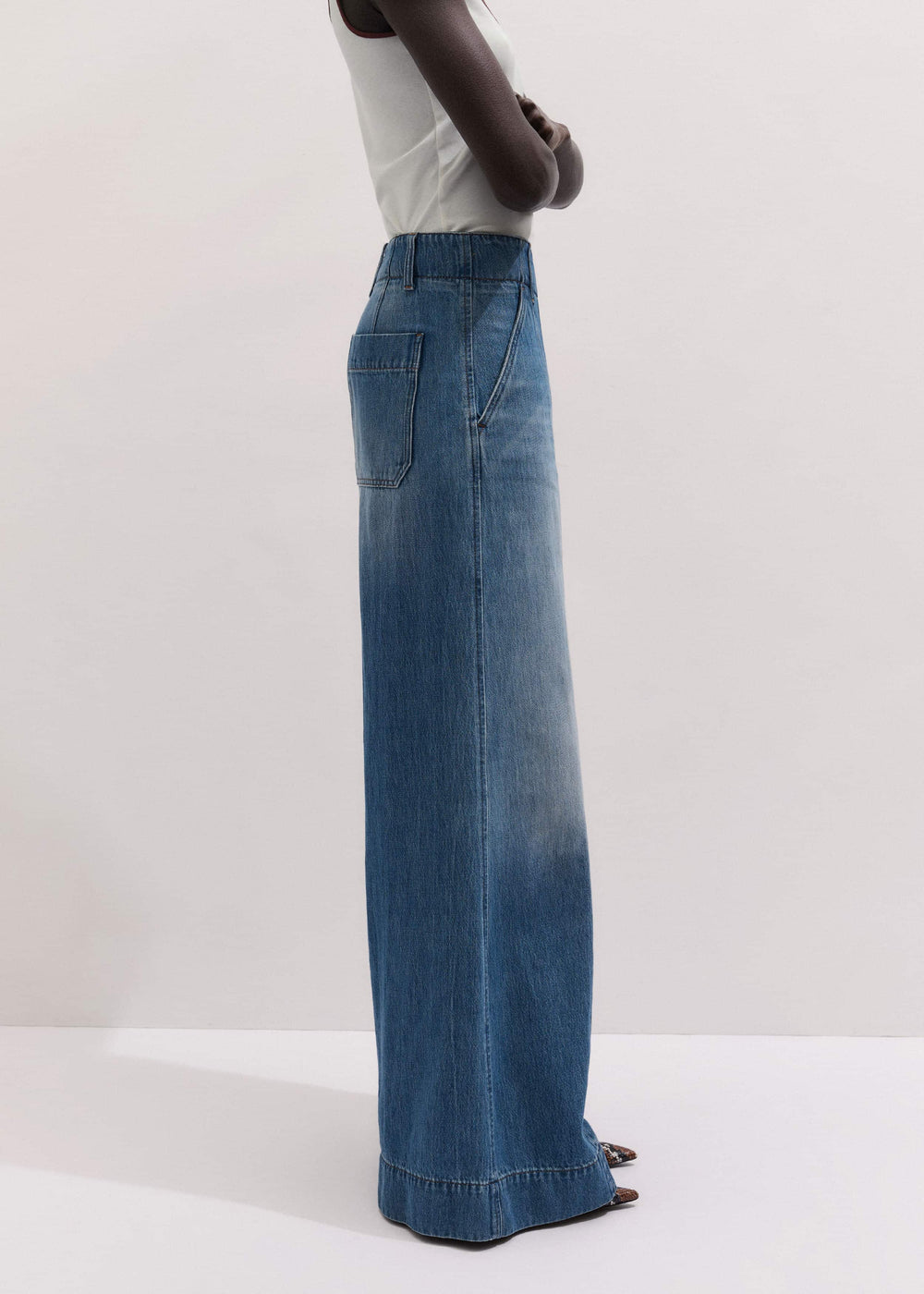Mid-Blue High Waist Wide Jean meandem