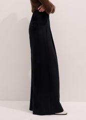 Black Wool Ultra Wide-Leg Pleat Pant meandem