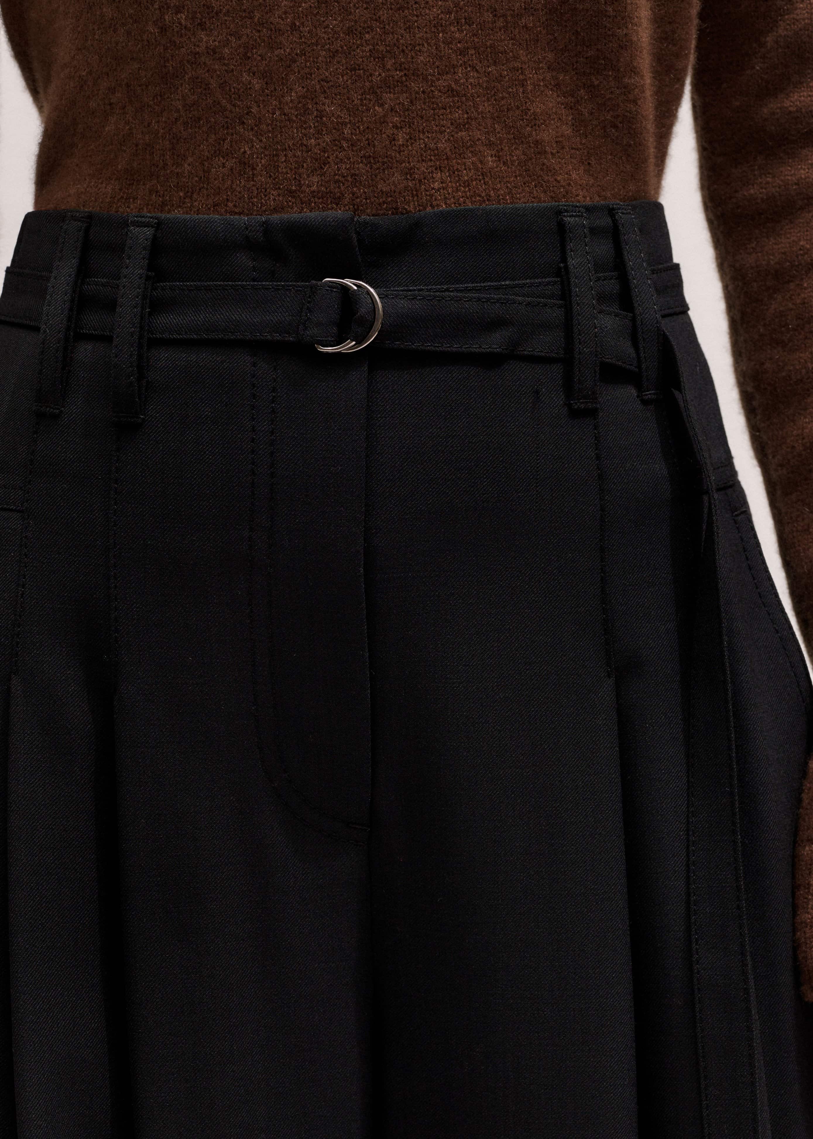 Black Wool Ultra Wide-Leg Pleat Pant meandem
