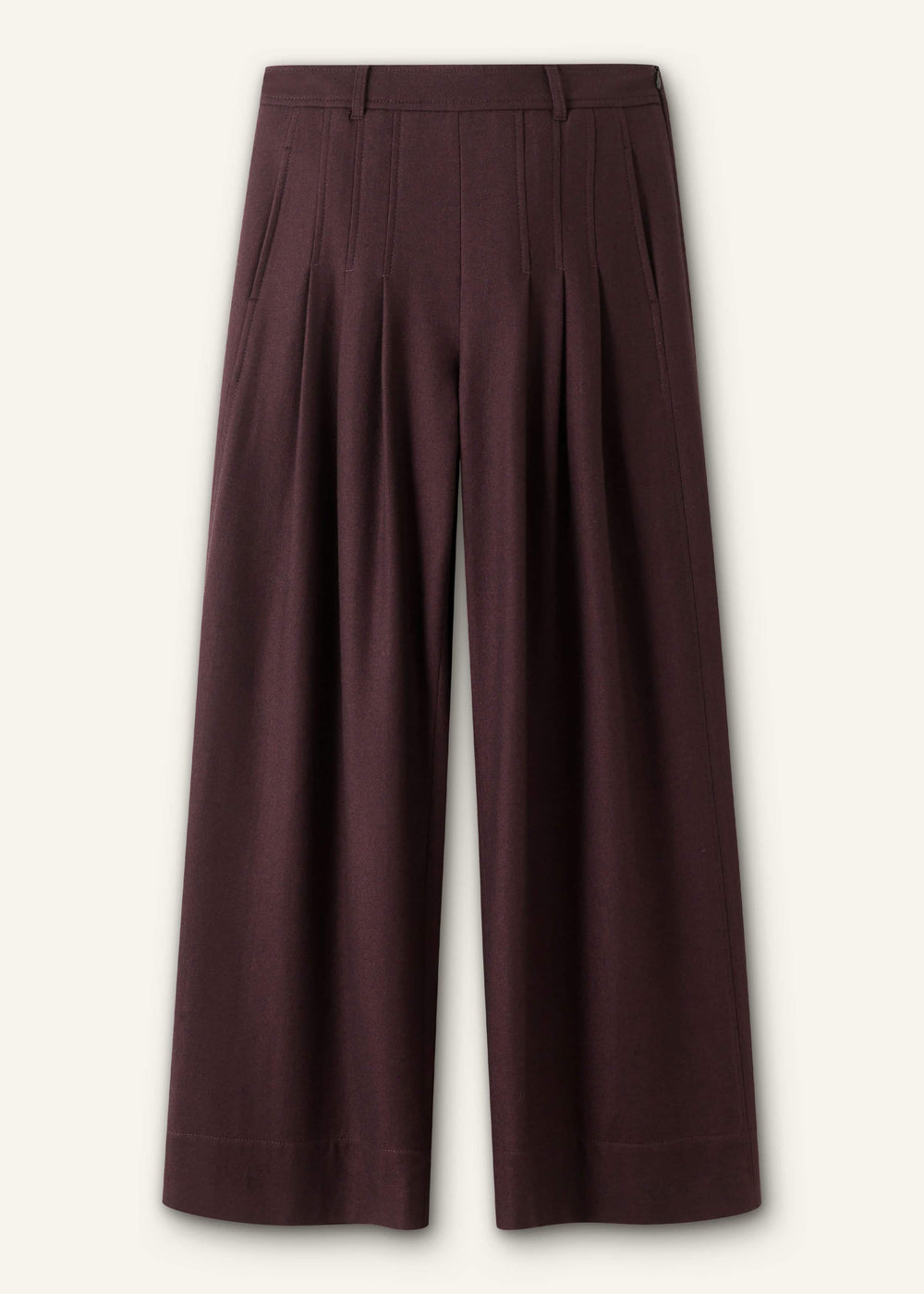 Red Wool Multi Pleat Wide-Leg Pant meandem