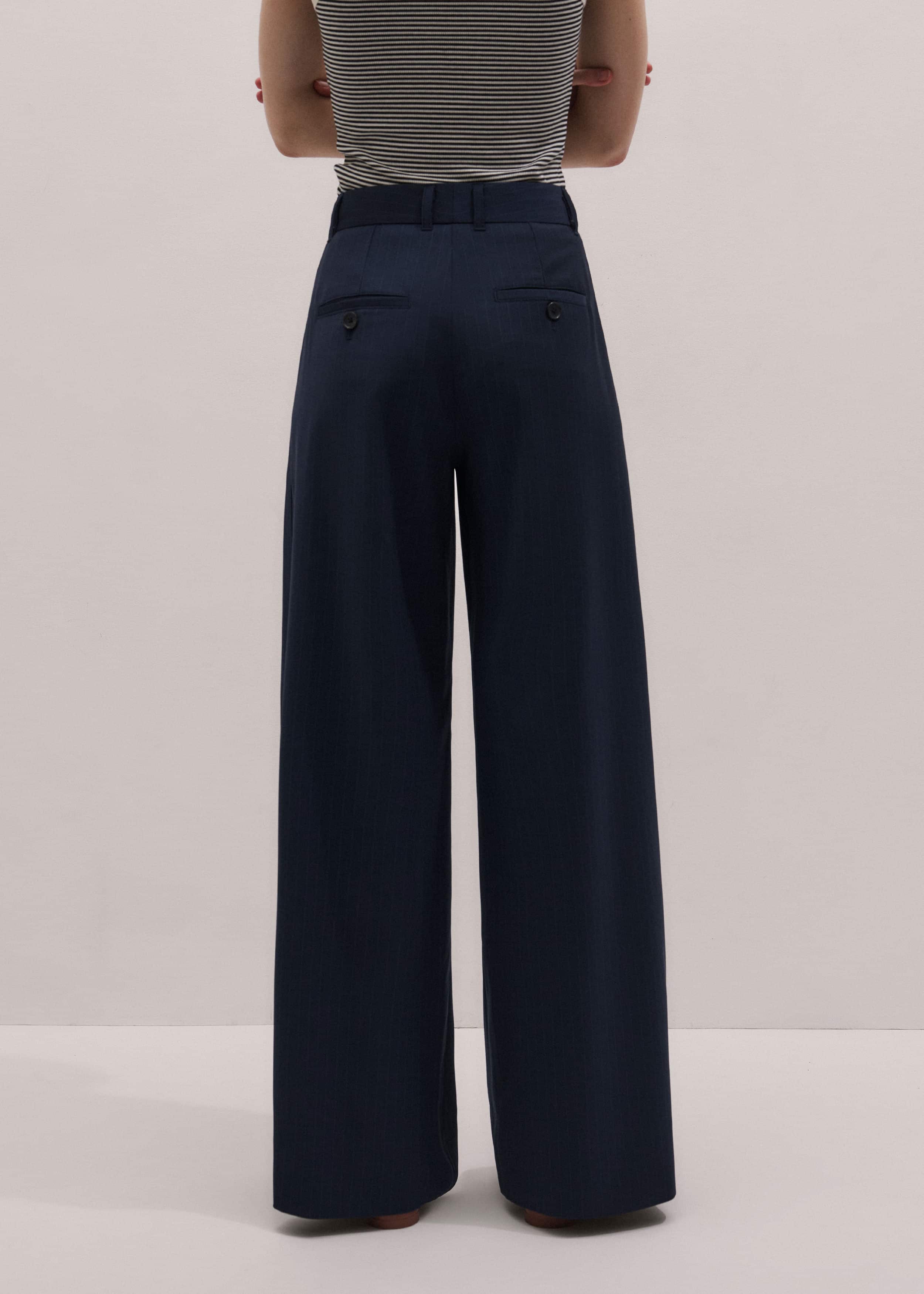 Navy Pinstripe Pleat Front Man Pant meandem