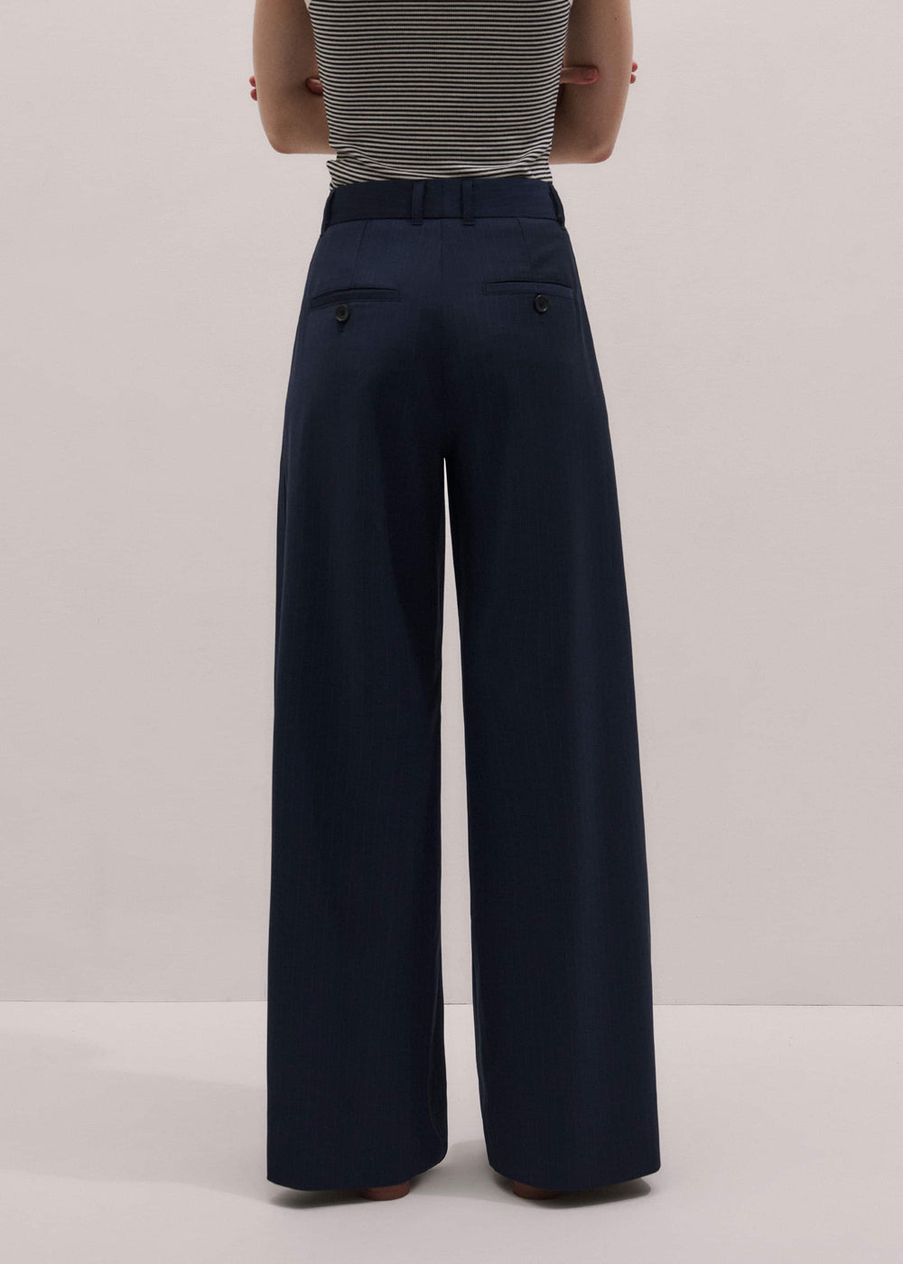 Navy Pinstripe Pleat Front Man Pant meandem
