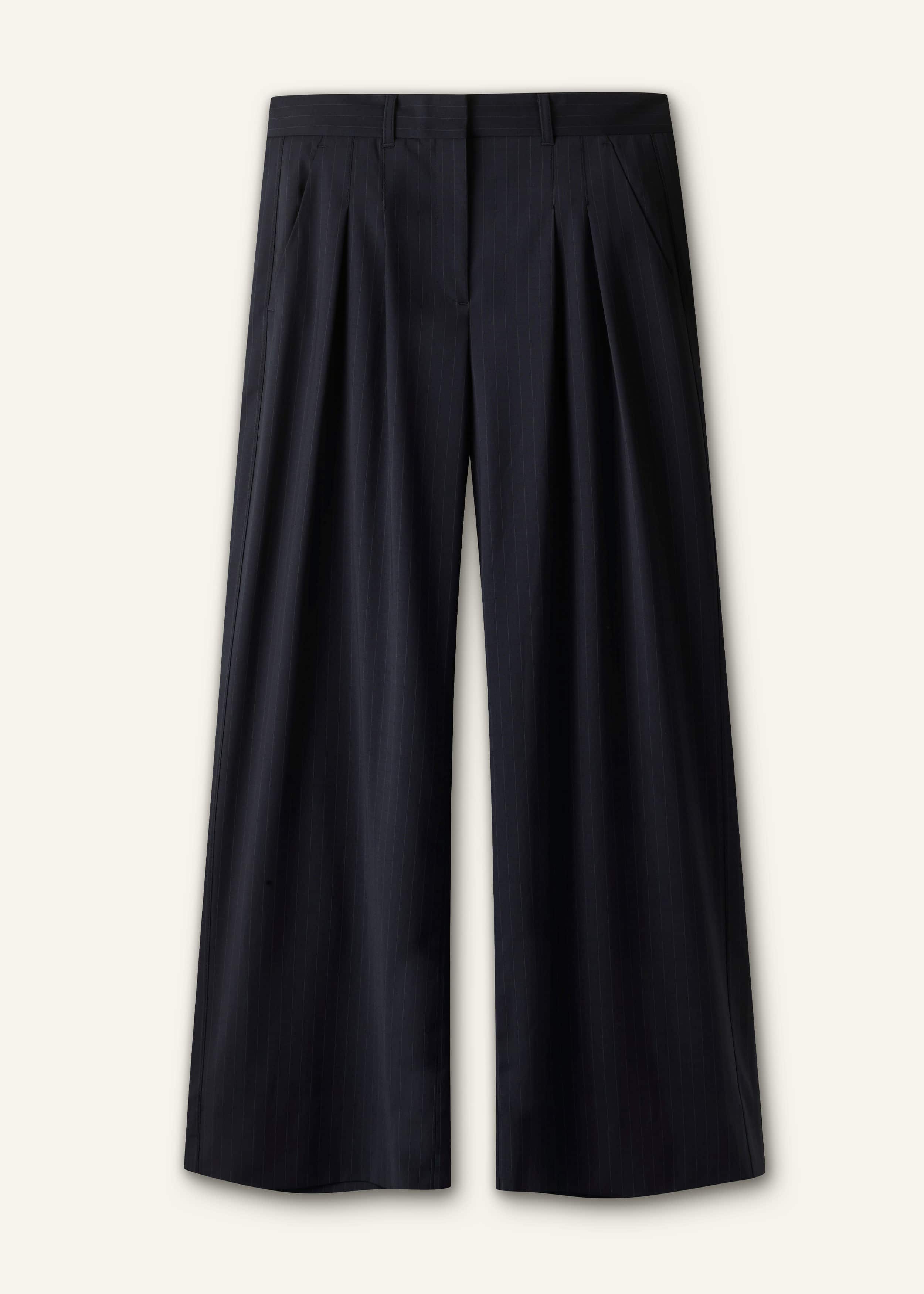 Navy Pinstripe Pleat Front Man Pant meandem