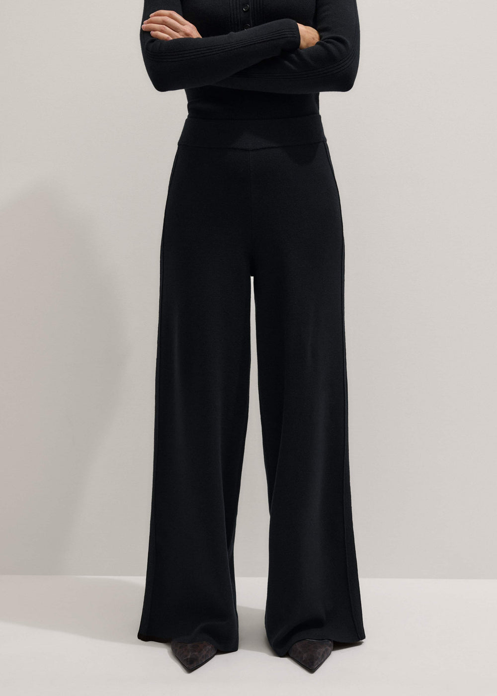 Black Silk Knit Evening Palazzo Pant meandem
