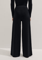 Black Silk Knit Evening Palazzo Pant meandem