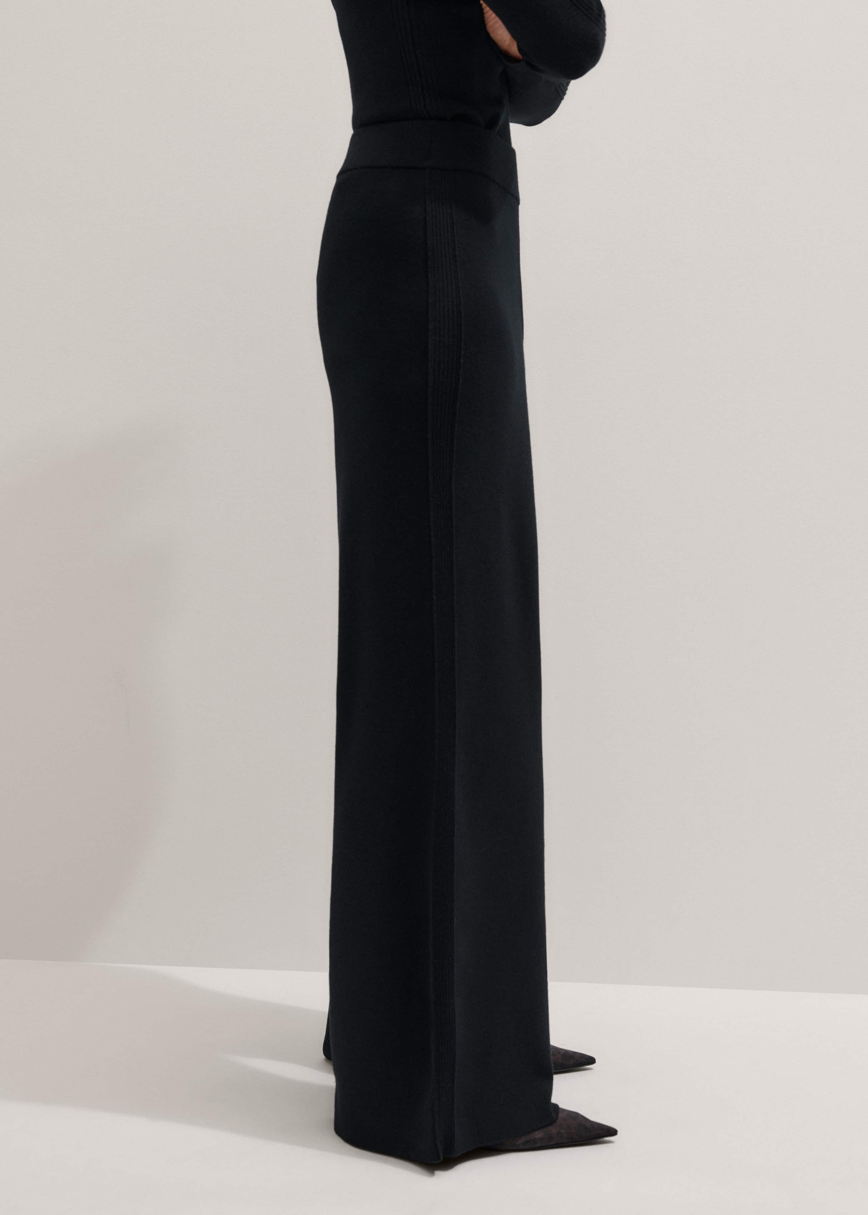 Black Silk Knit Evening Palazzo Pant meandem