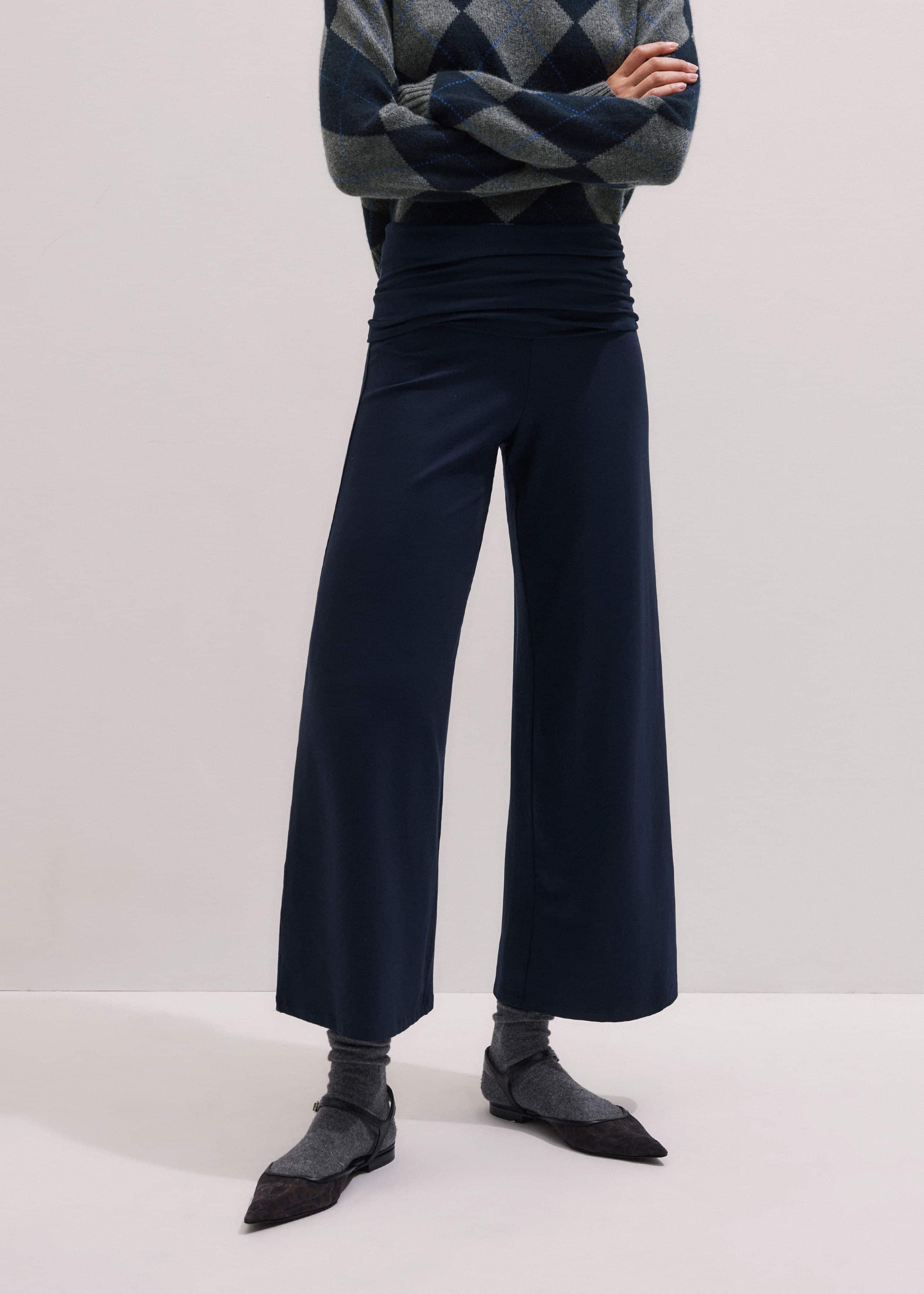 Crop Palazzo Pant - Dark Navy Travel Pants |Vacation Shop meandem