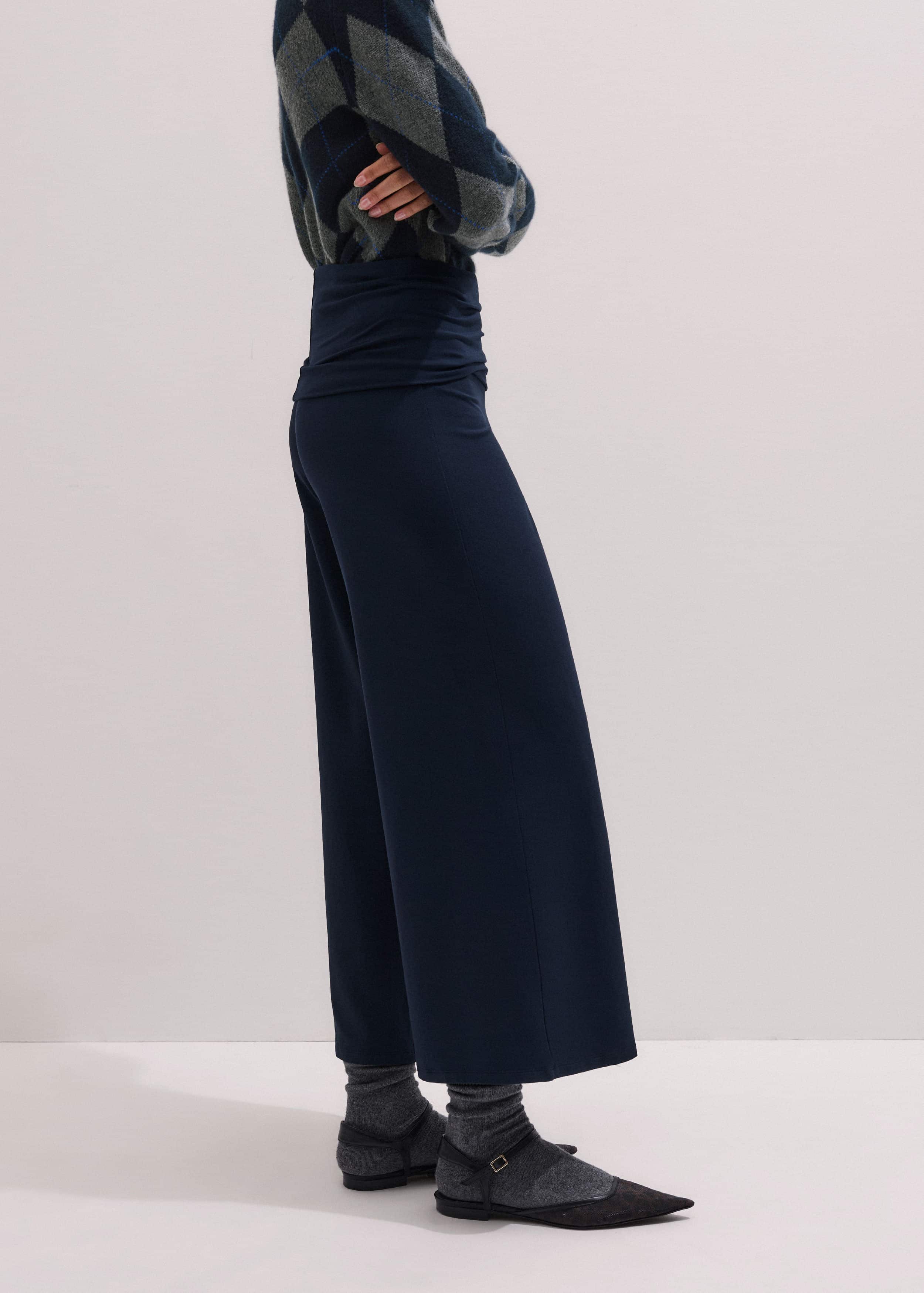 Crop Palazzo Pant - Dark Navy Travel Pants |Vacation Shop meandem